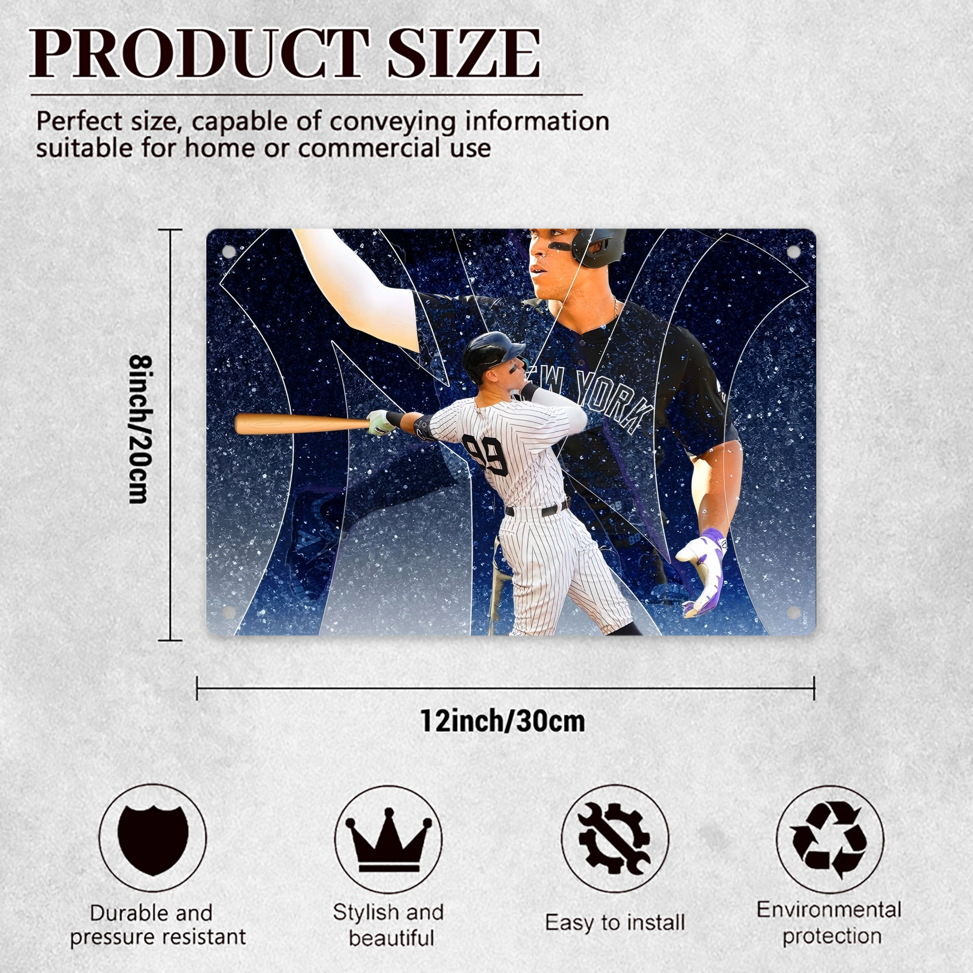 Aaron Judge 99 All Rise Decorative Aluminum Plaque – Horizontal Design – Durable, Stylish, Easy To Install – Ideal For Home, Office, Bar, And More