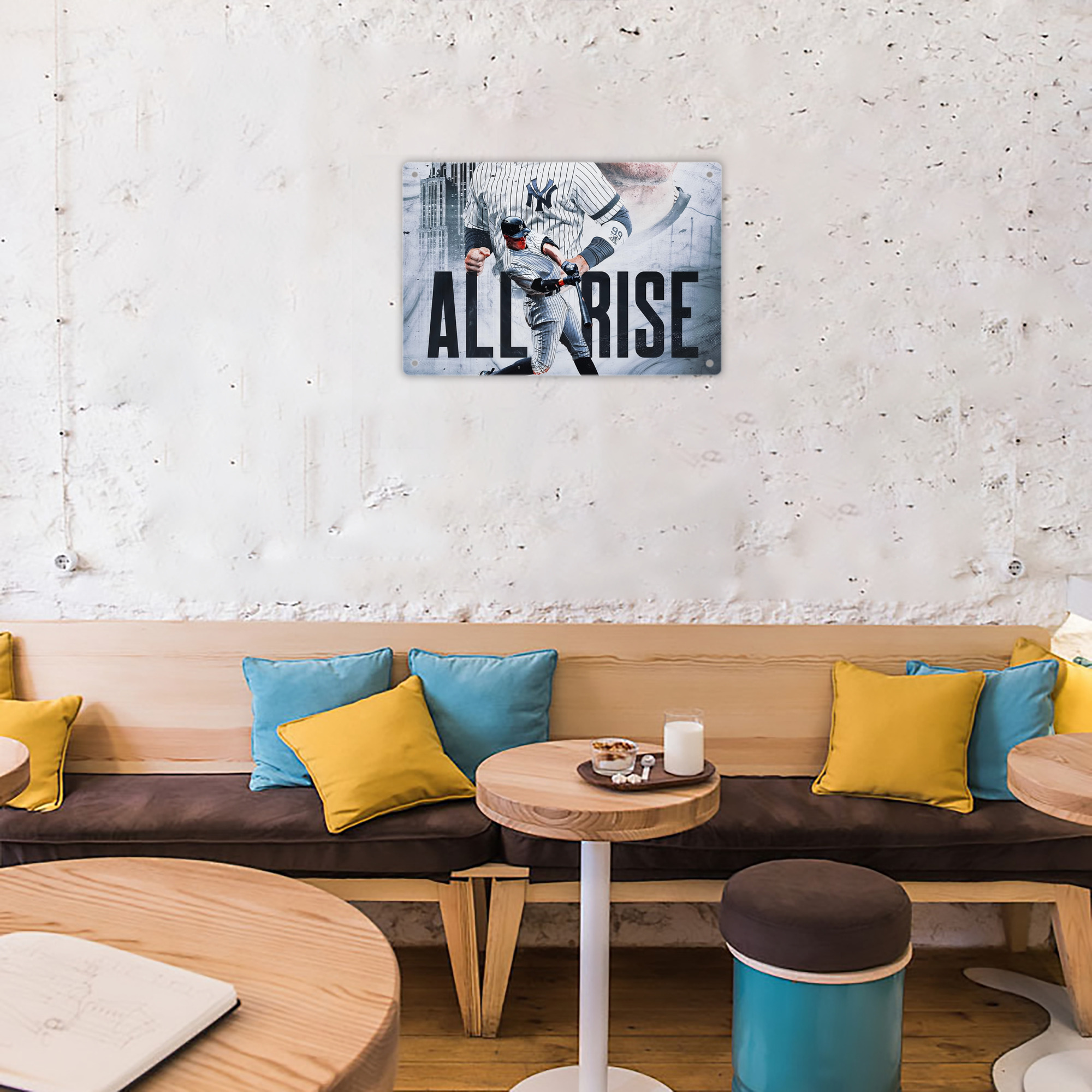 Aaron Judge 99 All Rise Decorative Aluminum Plaque – Horizontal Design – Durable, Stylish, Easy To Install – Ideal For Home, Office, Bar, And More