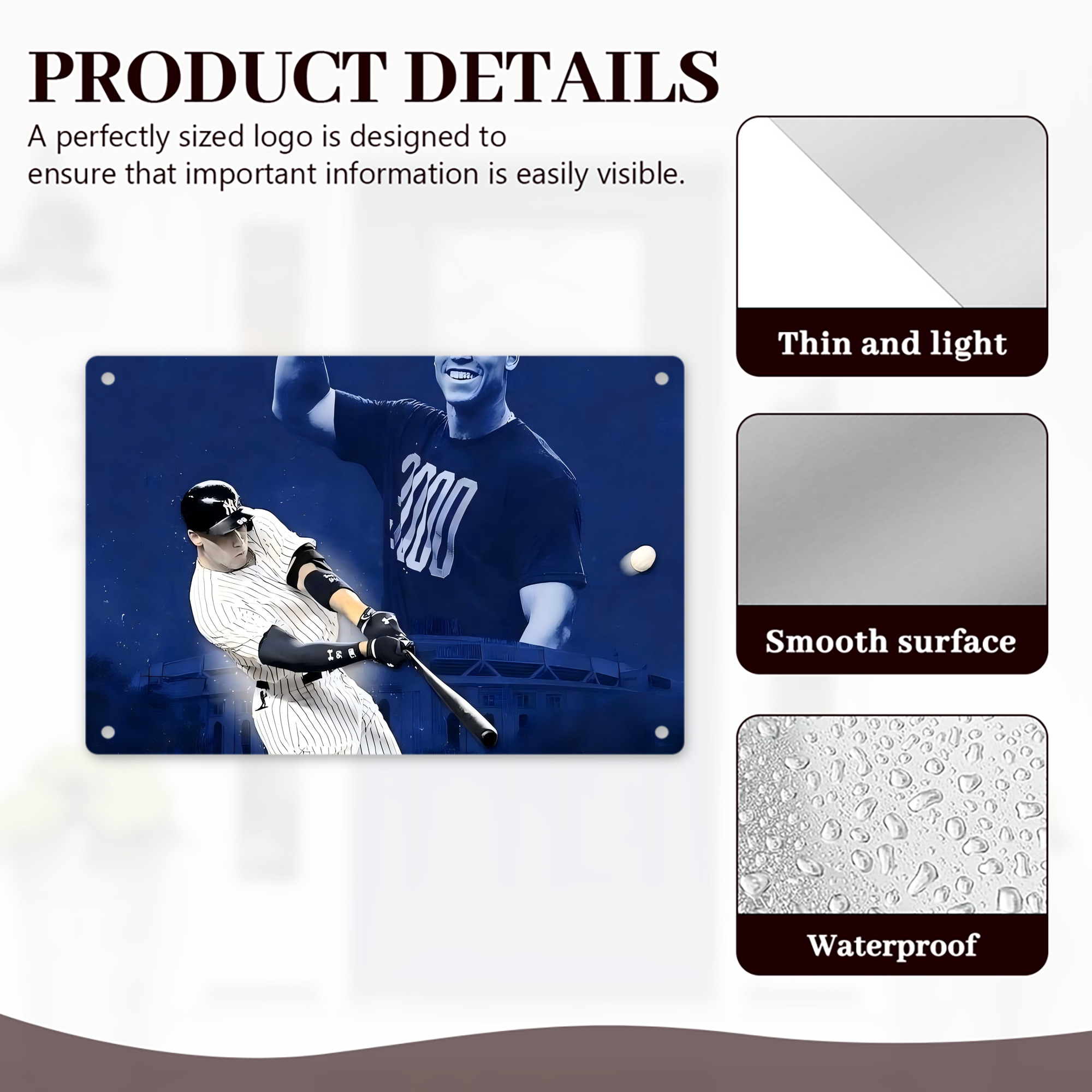 Aaron Judge It‘s All Rise Season Decorative Aluminum Plaque – Horizontal Design – Durable, Stylish, Easy To Install – Ideal For Home, Office, Bar, And More