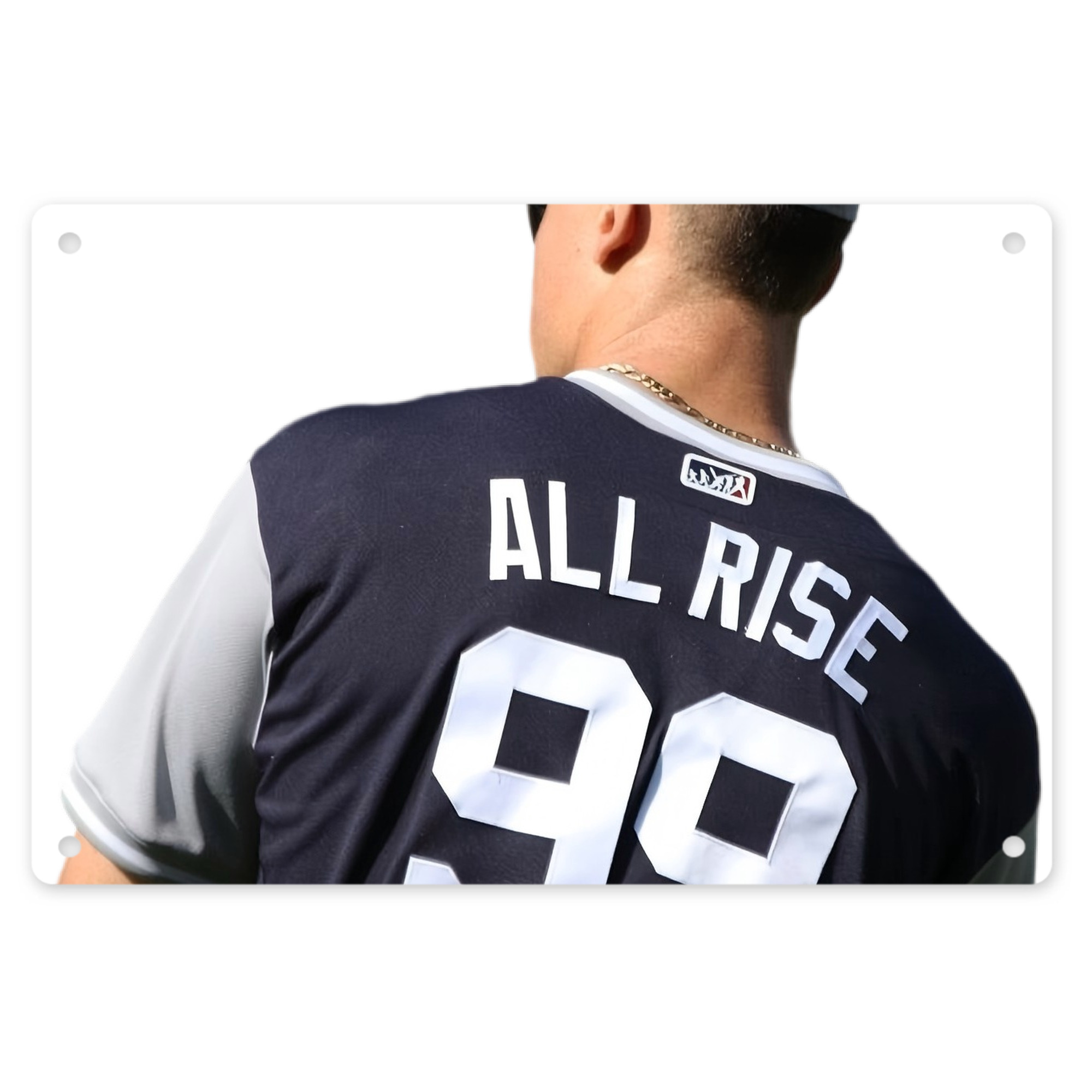 Aaron Judge 99 All Rise Decorative Aluminum Plaque – Horizontal Design – Durable, Stylish, Easy To Install – Ideal For Home, Office, Bar, And More