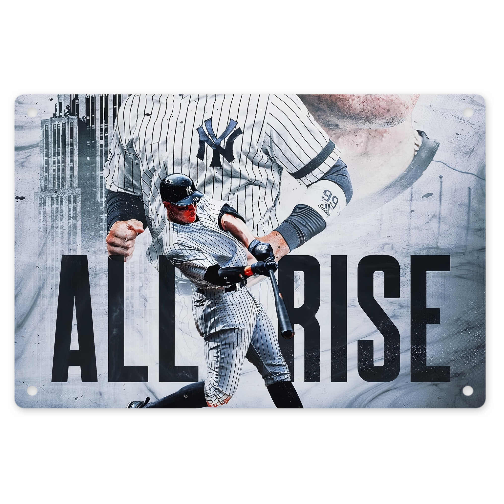 Aaron Judge 99 All Rise Decorative Aluminum Plaque – Horizontal Design – Durable, Stylish, Easy To Install – Ideal For Home, Office, Bar, And More