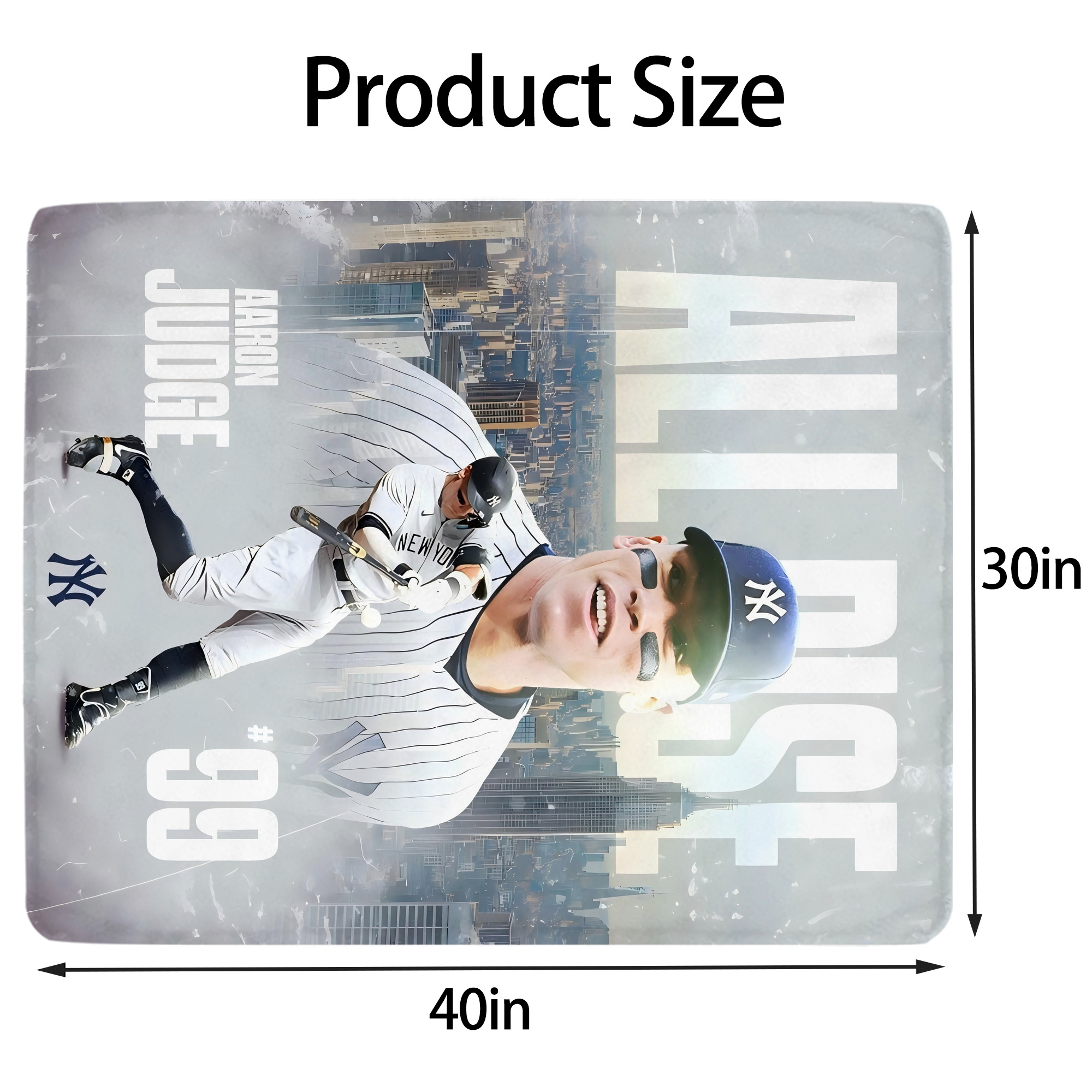 Aaron Judge 99 All Rise Soft Plush Fleece Blanket 30x40 Inch - 300GSM Flannel, Ultra Soft & Warm, Lightweight & Durable, Perfect For Kids, Adults, Couch, Bed, Camping, Travel, Gift For Family & Friends