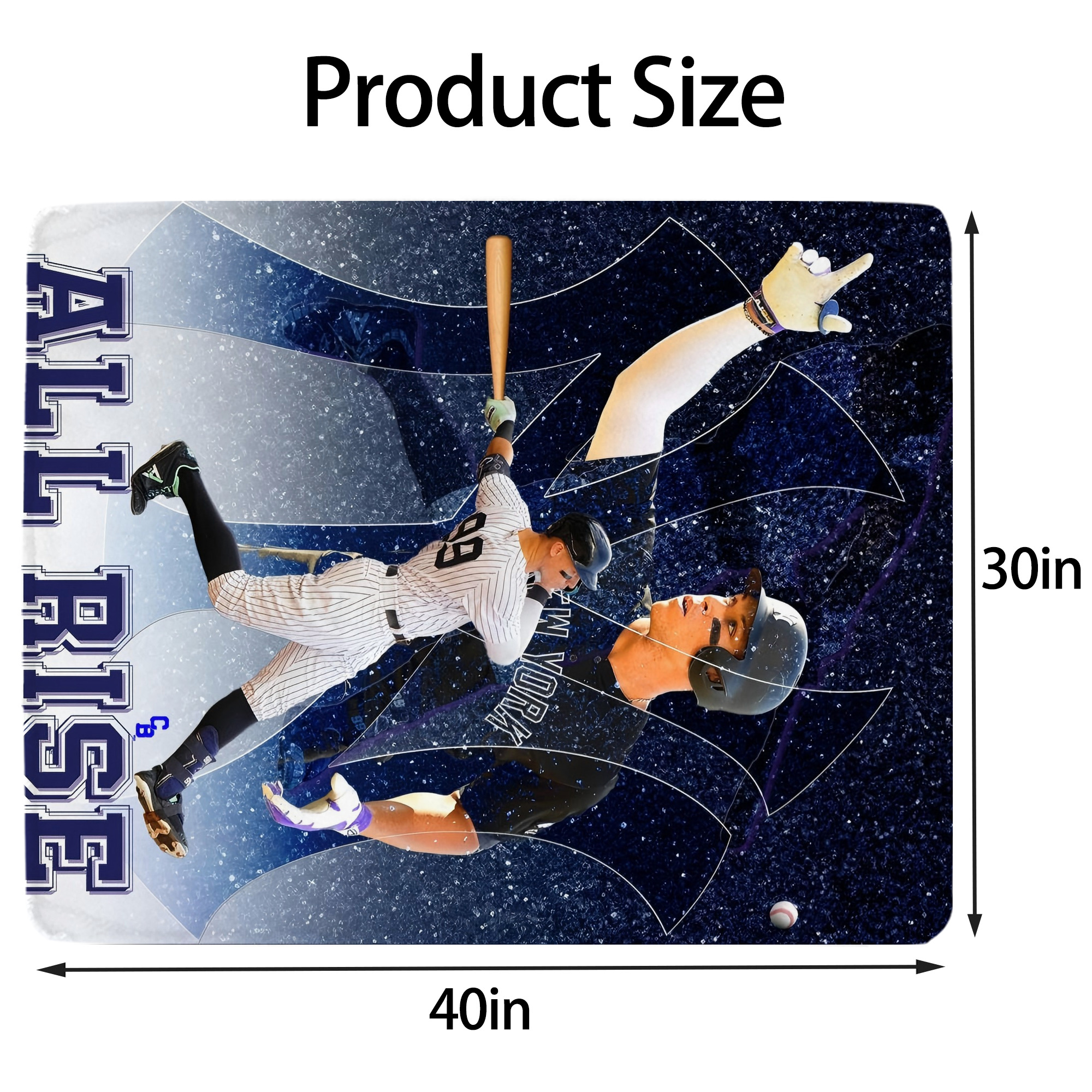 Aaron Judge 99 All Rise Soft Plush Fleece Blanket 30x40 Inch - 300GSM Flannel, Ultra Soft & Warm, Lightweight & Durable, Perfect For Kids, Adults, Couch, Bed, Camping, Travel, Gift For Family & Friends