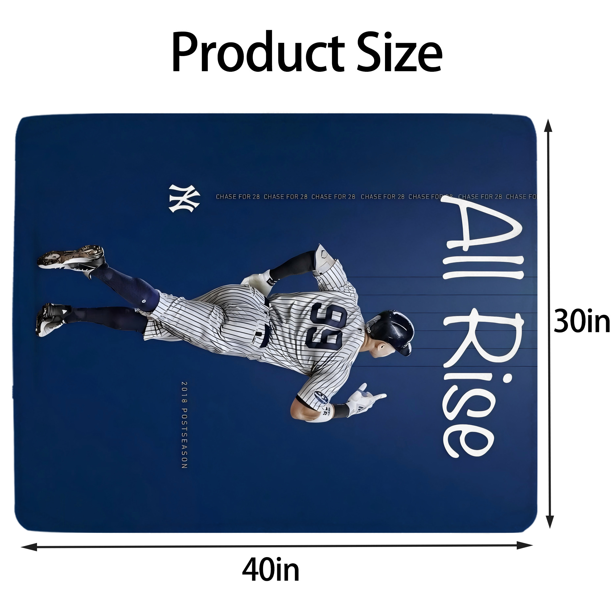 Aaron Judge 99 All Rise Soft Plush Fleece Blanket 30x40 Inch - 300GSM Flannel, Ultra Soft & Warm, Lightweight & Durable, Perfect For Kids, Adults, Couch, Bed, Camping, Travel, Gift For Family & Friends