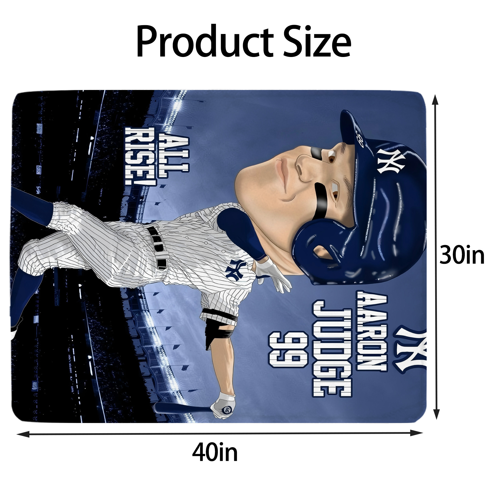 Aaron Judge 99 All Rise Cartoon Soft Plush Fleece Blanket 30x40 Inch - 300GSM Flannel, Ultra Soft & Warm, Lightweight & Durable, Perfect For Kids, Adults, Couch, Bed, Camping, Travel, Gift For Family & Friends