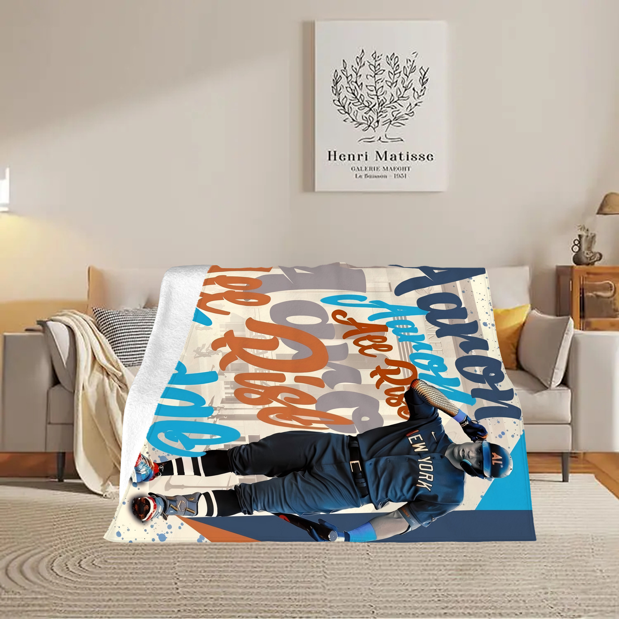 Aaron Judge 99 All Rise Soft Plush Fleece Blanket 30x40 Inch - 300GSM Flannel, Ultra Soft & Warm, Lightweight & Durable, Perfect For Kids, Adults, Couch, Bed, Camping, Travel, Gift For Family & Friends