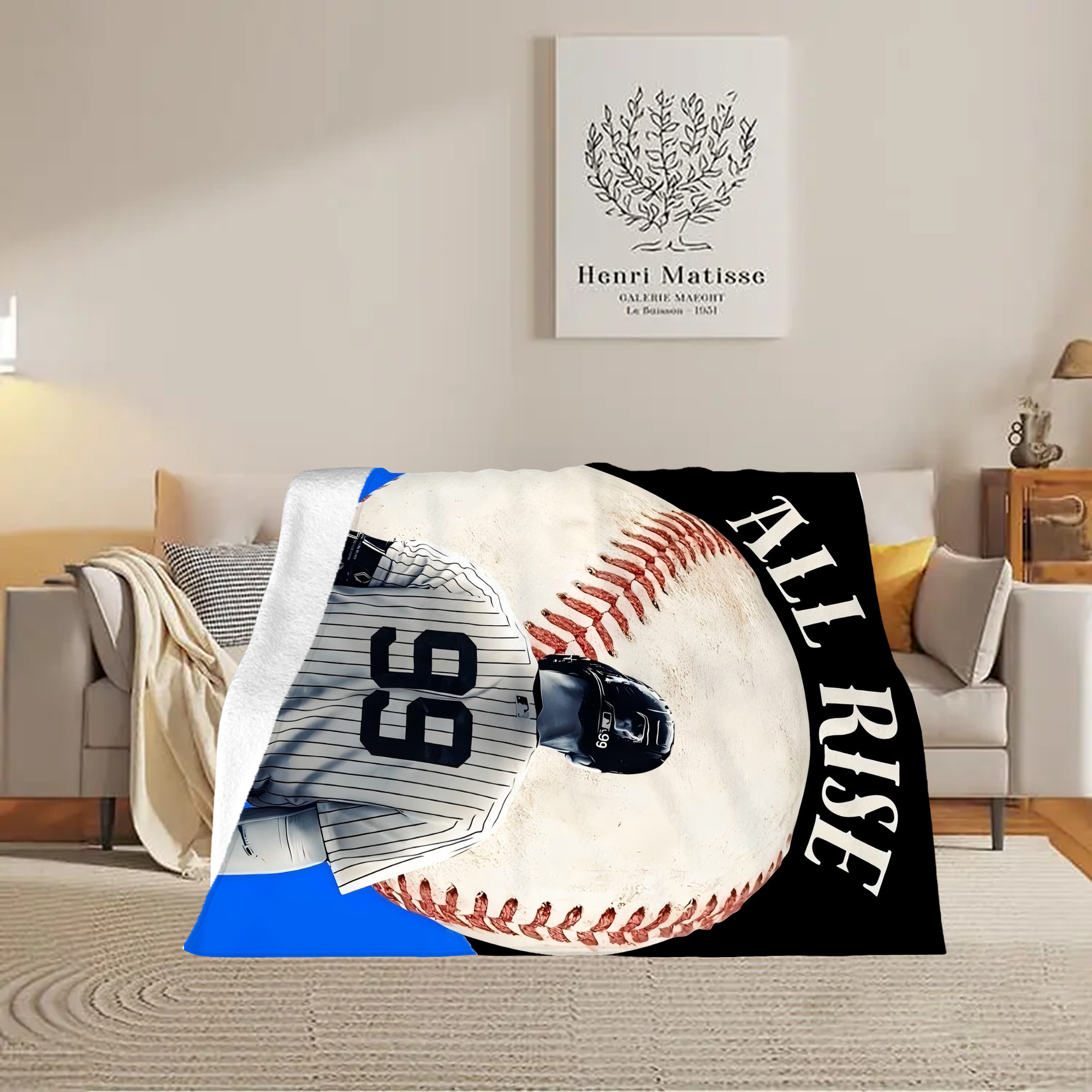 Aaron Judge 99 All Rise Soft Plush Fleece Blanket 30x40 Inch - 300GSM Flannel, Ultra Soft & Warm, Lightweight & Durable, Perfect For Kids, Adults, Couch, Bed, Camping, Travel, Gift For Family & Friends
