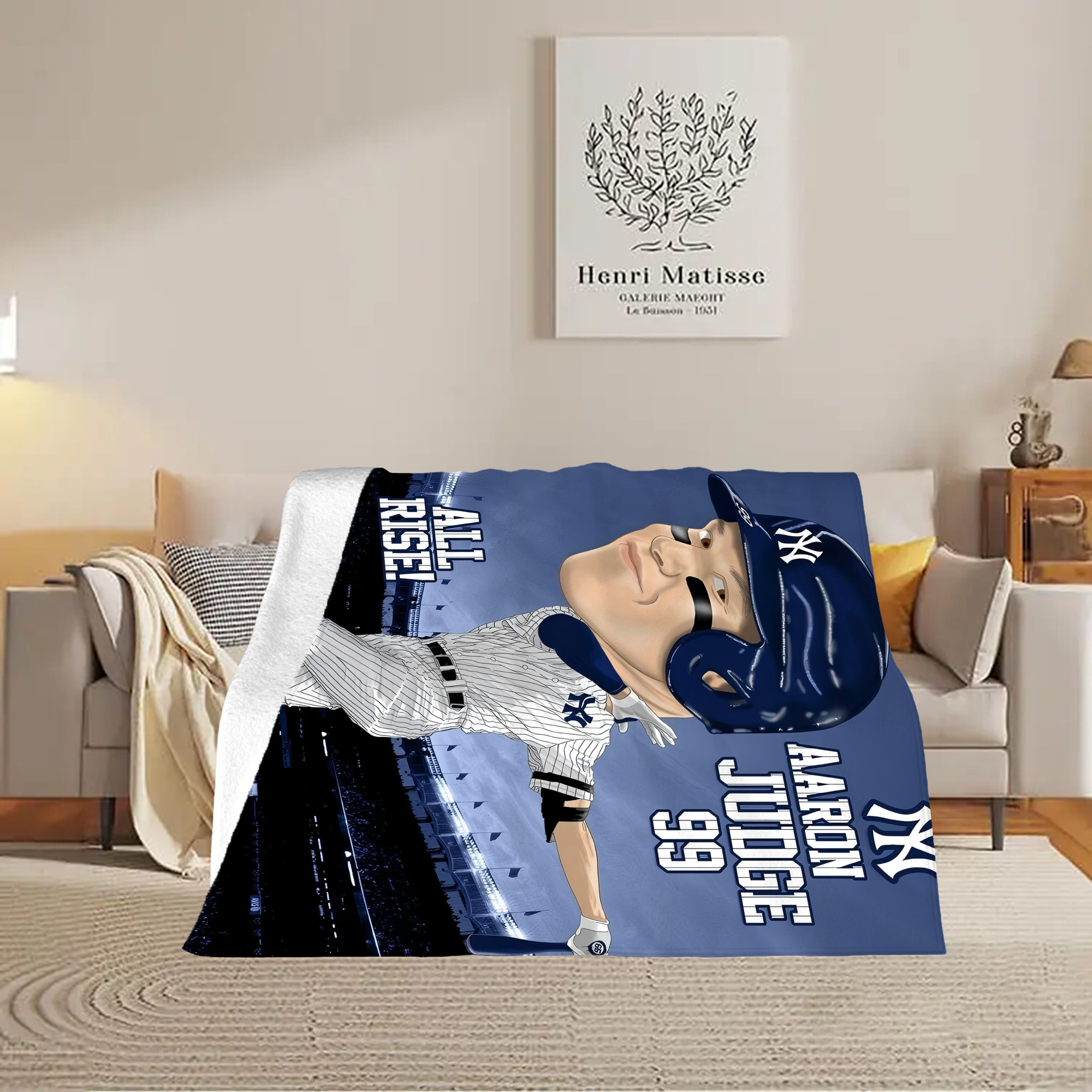 Aaron Judge 99 All Rise Cartoon Soft Plush Fleece Blanket 30x40 Inch - 300GSM Flannel, Ultra Soft & Warm, Lightweight & Durable, Perfect For Kids, Adults, Couch, Bed, Camping, Travel, Gift For Family & Friends