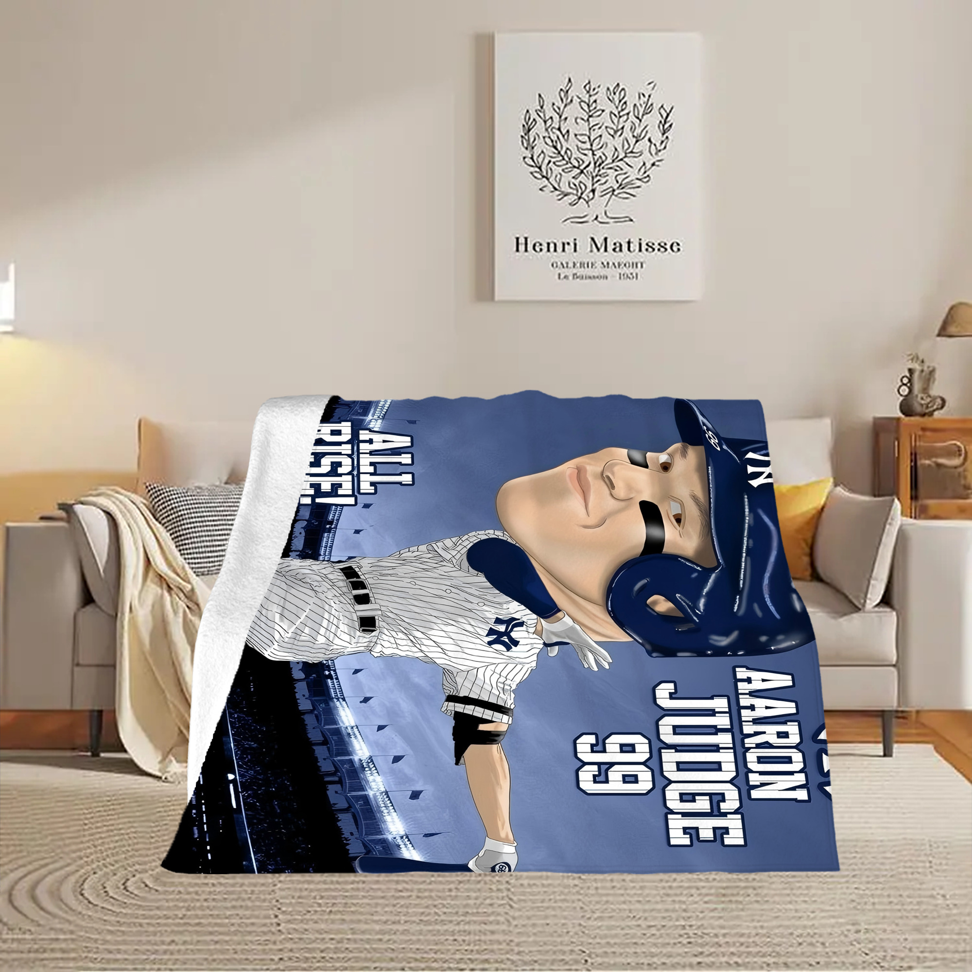 Aaron Judge 99 All Rise Cartoon Soft Fleece Throw Blanket 50 X 60 Inch – Super Soft, Lightweight, And Durable – Perfect For Sofa, Bed, Camping, And More – Ideal Gift For Family And Friends
