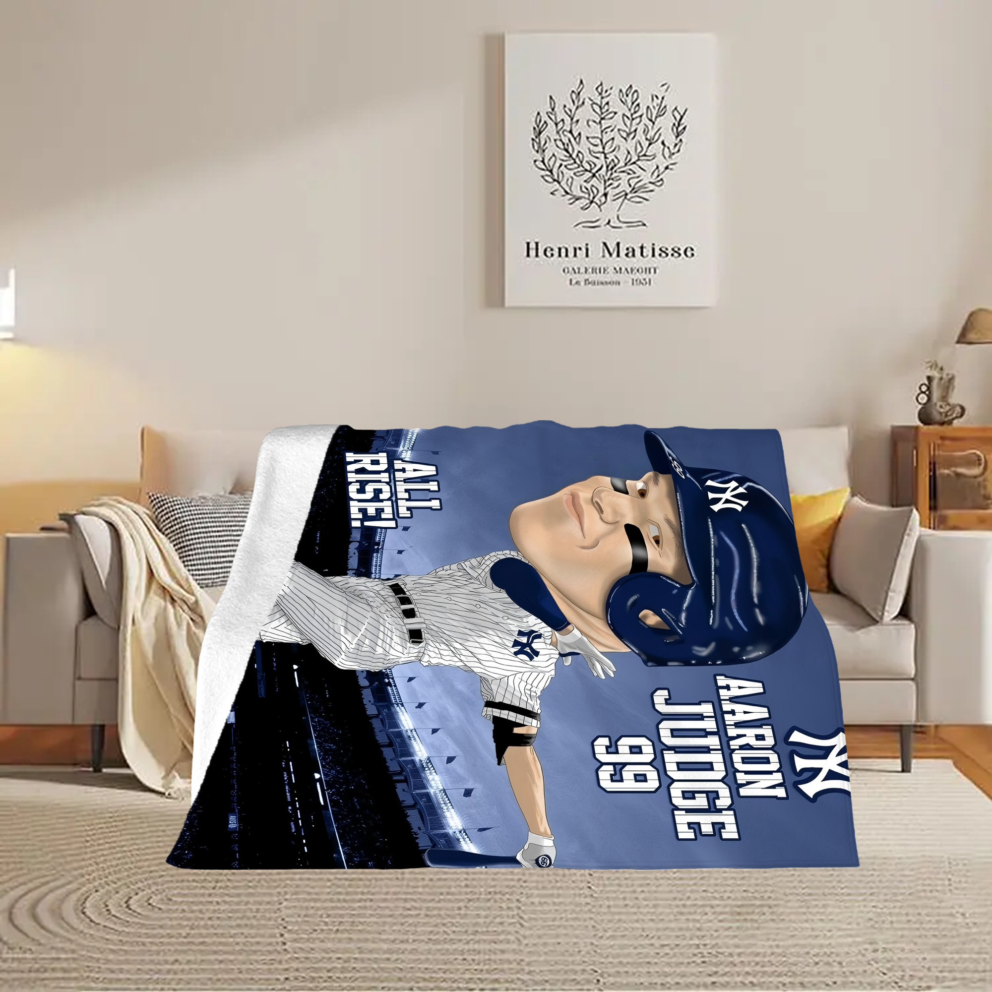 Aaron Judge 99 All Rise Cartoon Soft Fleece Throw Blanket 60 X 80 Inch – Super Soft, Lightweight, And Durable – Perfect For Sofa, Bed, Camping, And More – Ideal Gift For Family And Friends