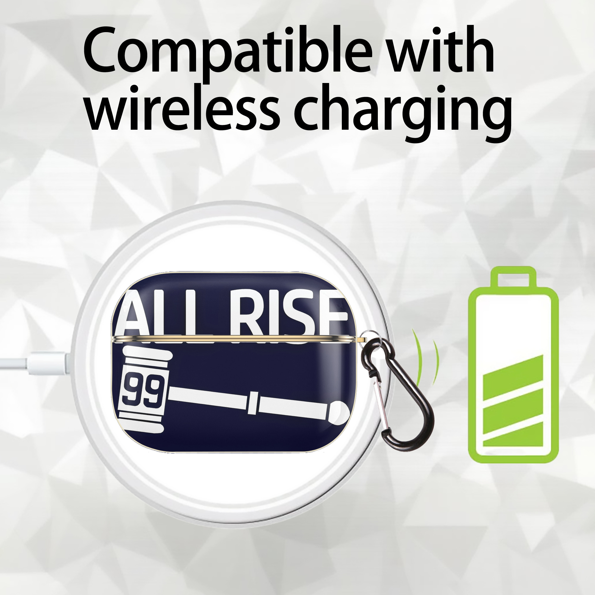 All Rise 99 Aaron Judge Luxury Gold AirPods Pro Case With Keychain, Flexible PC Material, Full Protection, Precise Cutouts, Anti-Fingerprint, Washable, Durable Design