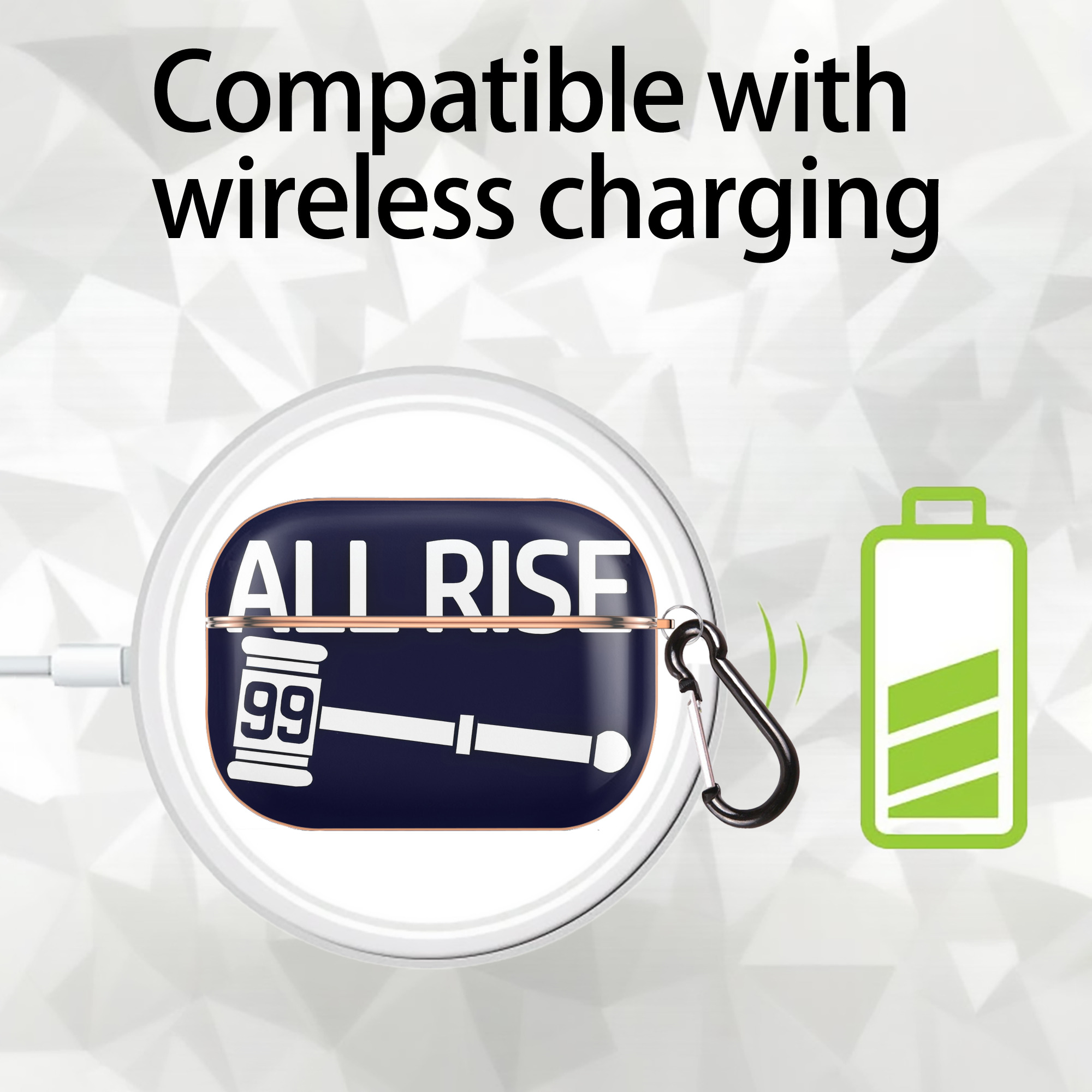 All Rise 99 Aaron Judge AirPods Pro Protective Case Rose Gold, Flexible PC Material, Precise Fit, Anti-Slip Cover, Full Protection, Fingerprint Resistant, Washable With Keychain