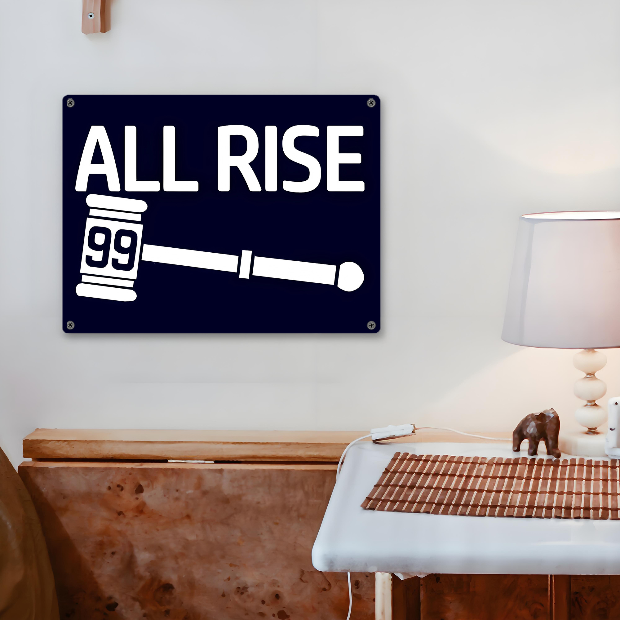 All Rise 99 Aaron Judge Vintage Metal Tin Sign 16x12 – Full-Print Iron Wall Decor – Durable, Fade-Resistant – Easy To Hang – Ideal For Home, Bar, Kitchen & Office Decor