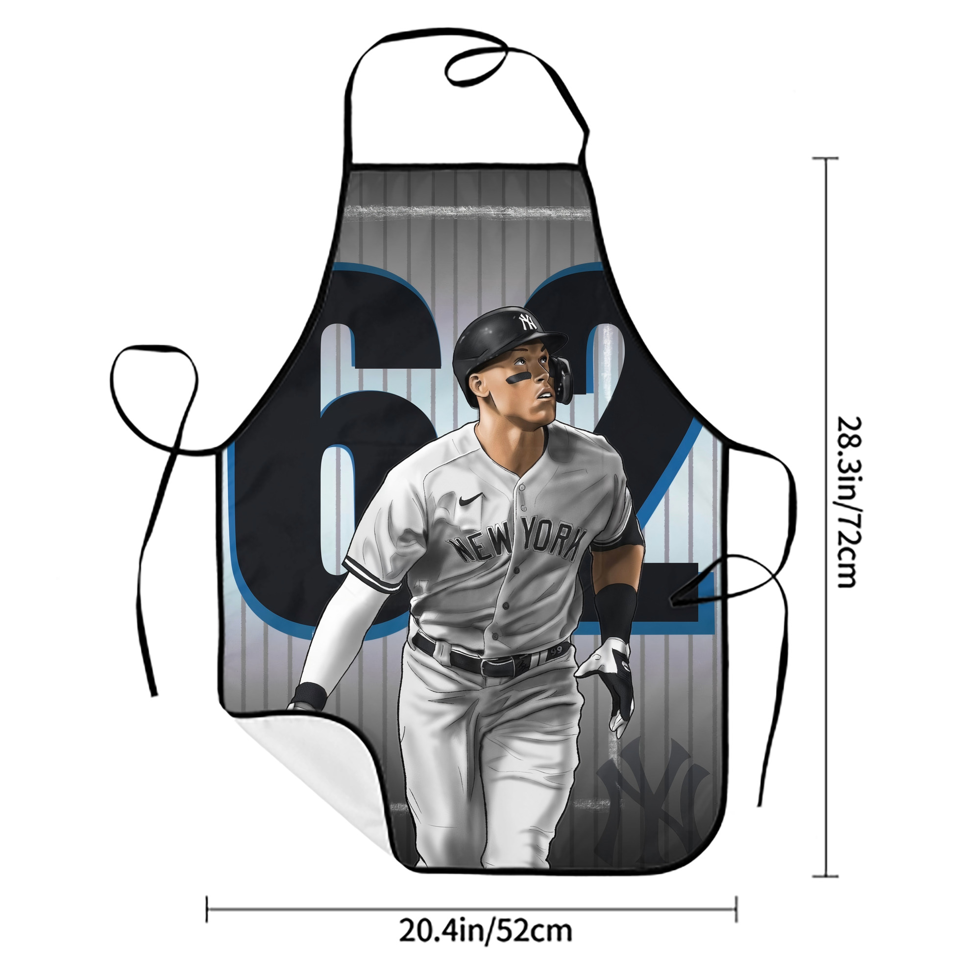 Aaron Judge 62 Home Runs Stain-Resistant Polyester Apron With Pocket – Full Print, Waterproof, Anti-Wrinkle, Anti-Pilling – Ideal For Kitchen, BBQ, Restaurant, Salon & More