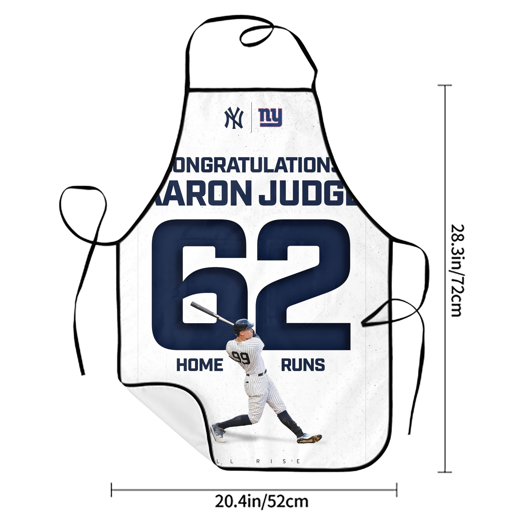Aaron Judge 62 Home Runs Stain-Resistant Polyester Apron With Pocket – Full Print, Waterproof, Anti-Wrinkle, Anti-Pilling – Ideal For Kitchen, BBQ, Restaurant, Salon & More