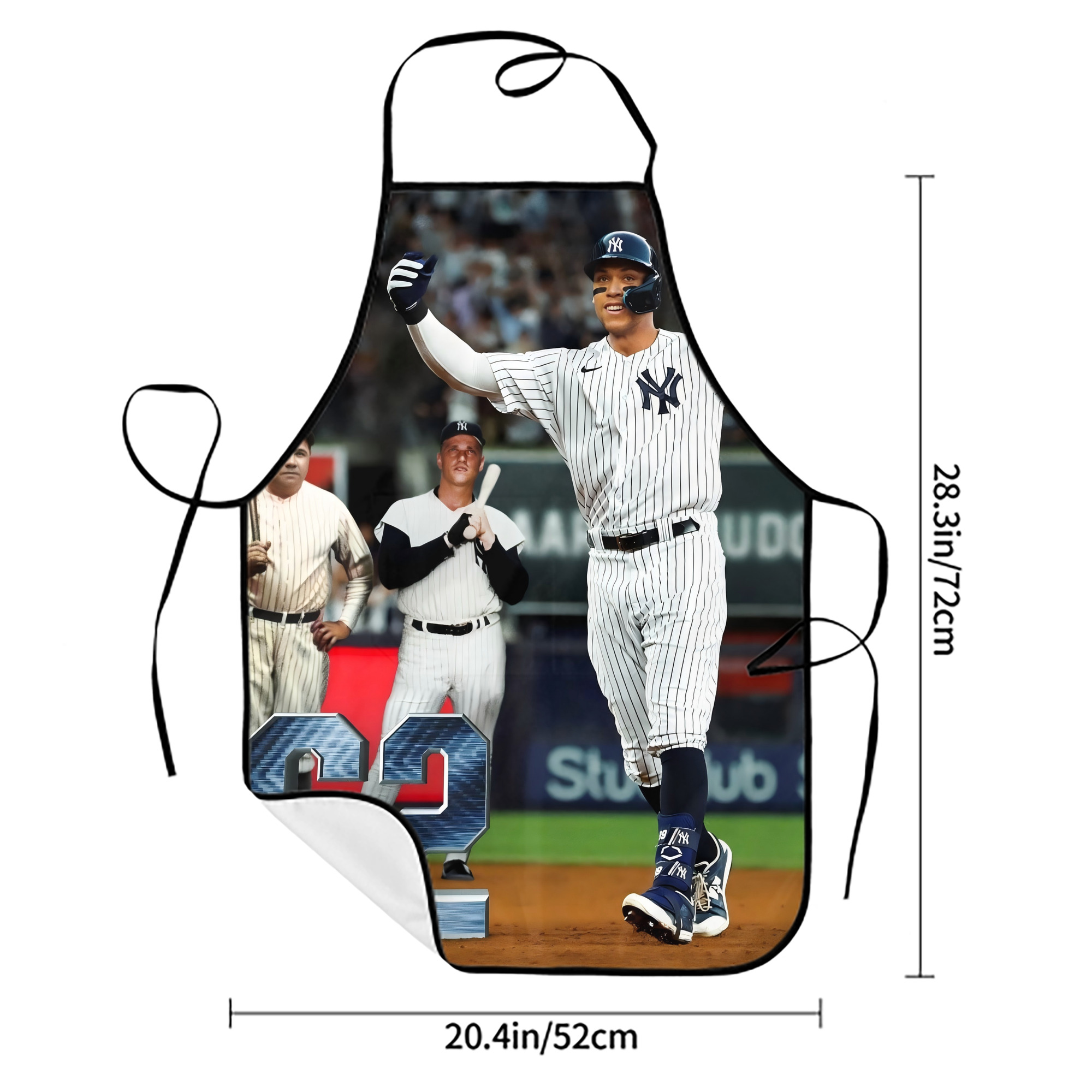 Aaron Judge 62 Home Runs Stain-Resistant Polyester Apron With Pocket – Full Print, Waterproof, Anti-Wrinkle, Anti-Pilling – Ideal For Kitchen, BBQ, Restaurant, Salon & More