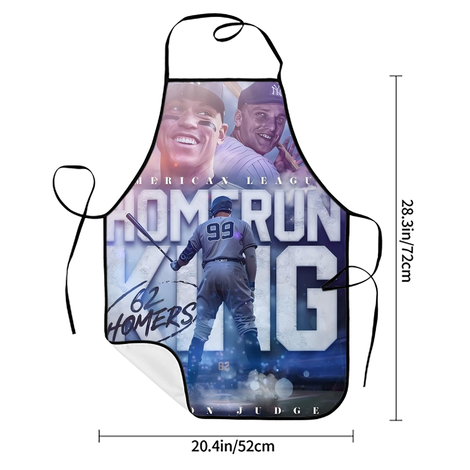 Aaron Judge 62 Home Runs Stain-Resistant Polyester Apron With Pocket – Full Print, Waterproof, Anti-Wrinkle, Anti-Pilling – Ideal For Kitchen, BBQ, Restaurant, Salon & More