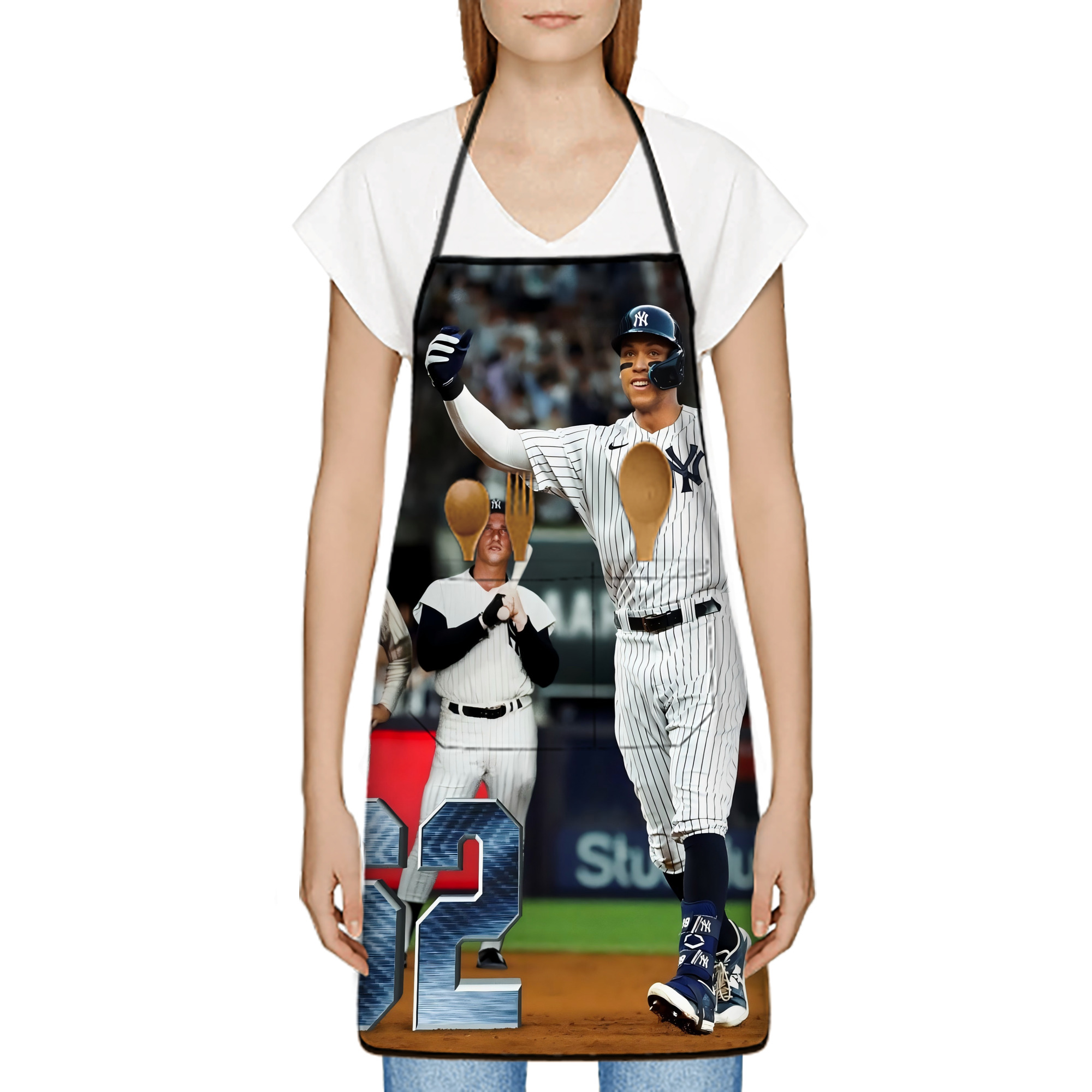 Aaron Judge 62 Home Runs Stain-Resistant Polyester Apron With Pocket – Full Print, Waterproof, Anti-Wrinkle, Anti-Pilling – Ideal For Kitchen, BBQ, Restaurant, Salon & More