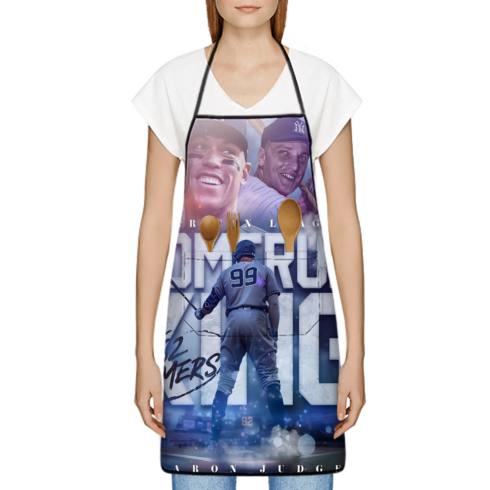 Aaron Judge 62 Home Runs Stain-Resistant Polyester Apron With Pocket – Full Print, Waterproof, Anti-Wrinkle, Anti-Pilling – Ideal For Kitchen, BBQ, Restaurant, Salon & More