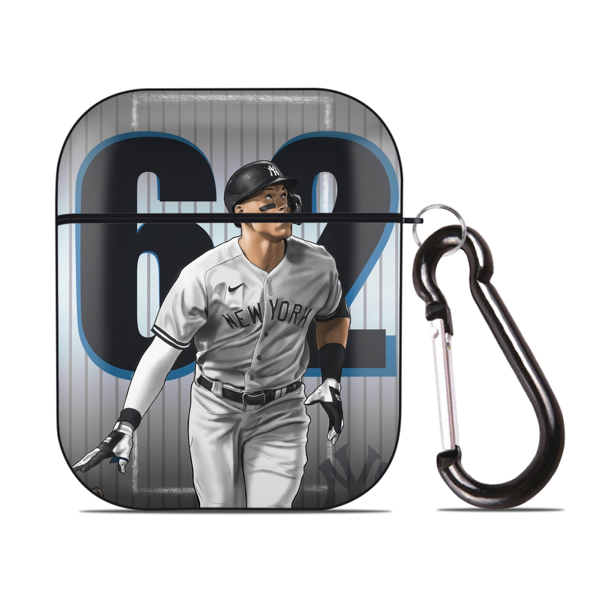 Aaron Judge 62 Home Runs AirPods 2 Case Hard Shell Black, Flexible PC Material, Precise Cutouts, Full Protection, Anti-Fingerprint, Washable, Includes Keychain – Durable & Slim Design