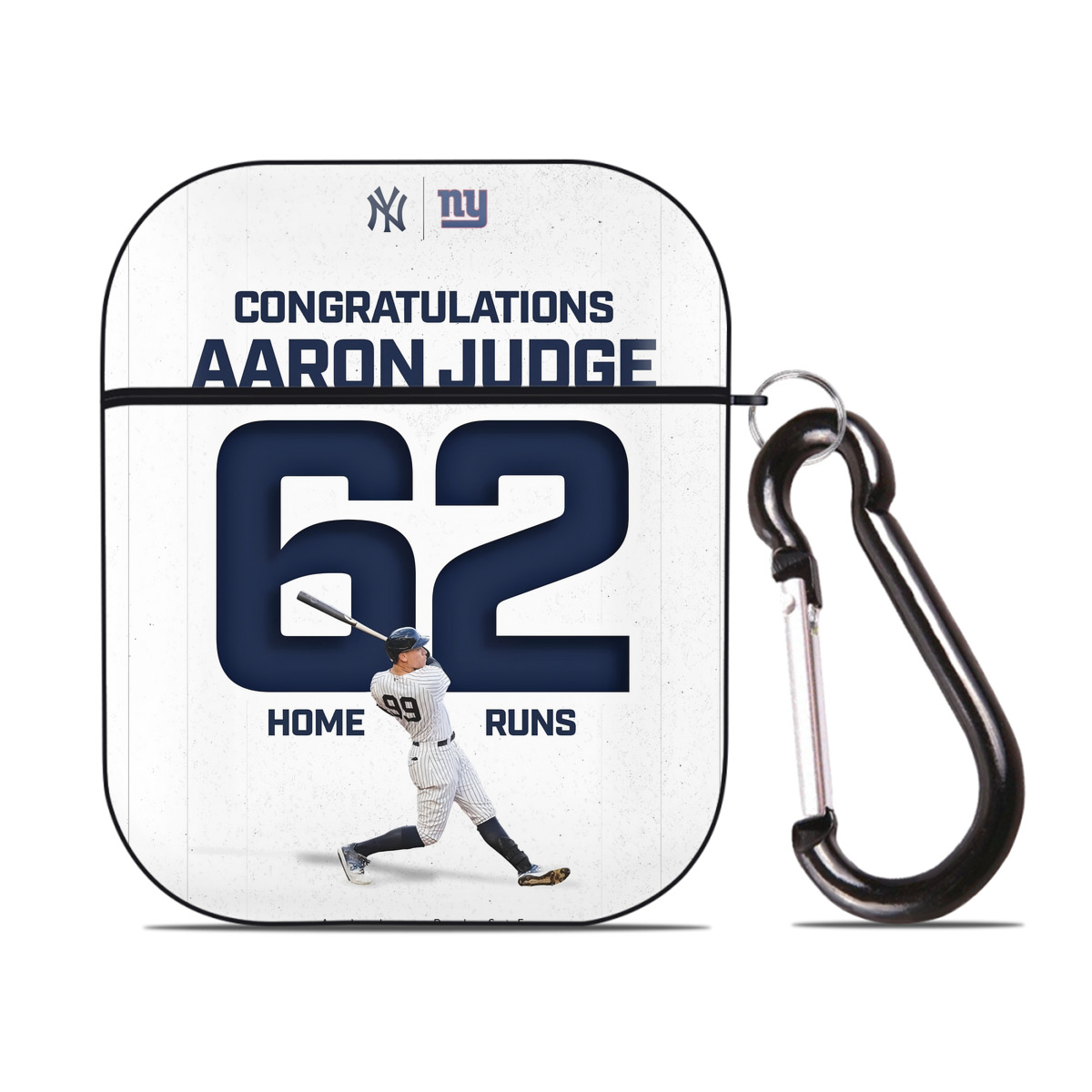 Aaron Judge 62 Home Runs AirPods 2 Case Hard Shell Black, Flexible PC Material, Precise Cutouts, Full Protection, Anti-Fingerprint, Washable, Includes Keychain – Durable & Slim Design