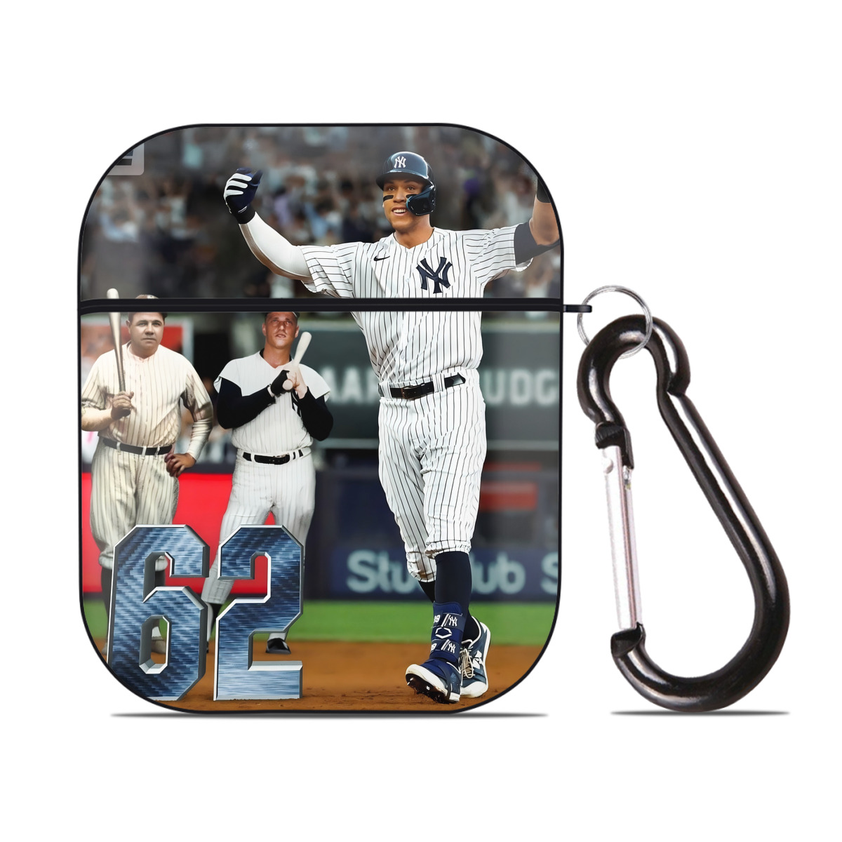Aaron Judge 62 Home Runs AirPods 2 Case Hard Shell Black, Flexible PC Material, Precise Cutouts, Full Protection, Anti-Fingerprint, Washable, Includes Keychain – Durable & Slim Design