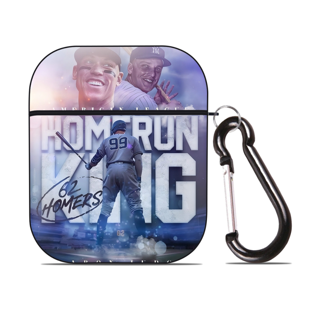 Aaron Judge 62 Home Runs AirPods 2 Case Hard Shell Black, Flexible PC Material, Precise Cutouts, Full Protection, Anti-Fingerprint, Washable, Includes Keychain – Durable & Slim Design