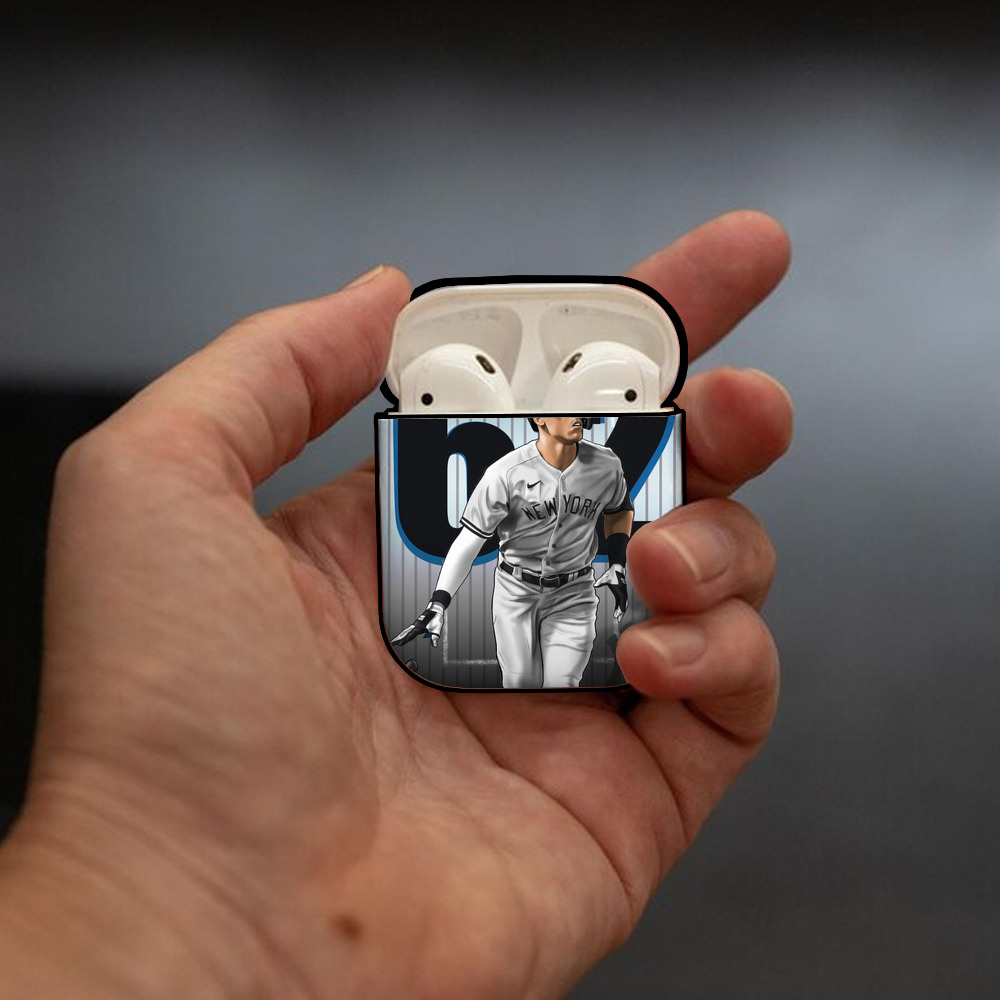 Aaron Judge 62 Home Runs AirPods 2 Case Hard Shell Black, Flexible PC Material, Precise Cutouts, Full Protection, Anti-Fingerprint, Washable, Includes Keychain – Durable & Slim Design