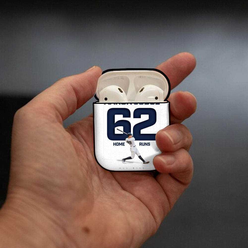 Aaron Judge 62 Home Runs AirPods 2 Case Hard Shell Black, Flexible PC Material, Precise Cutouts, Full Protection, Anti-Fingerprint, Washable, Includes Keychain – Durable & Slim Design