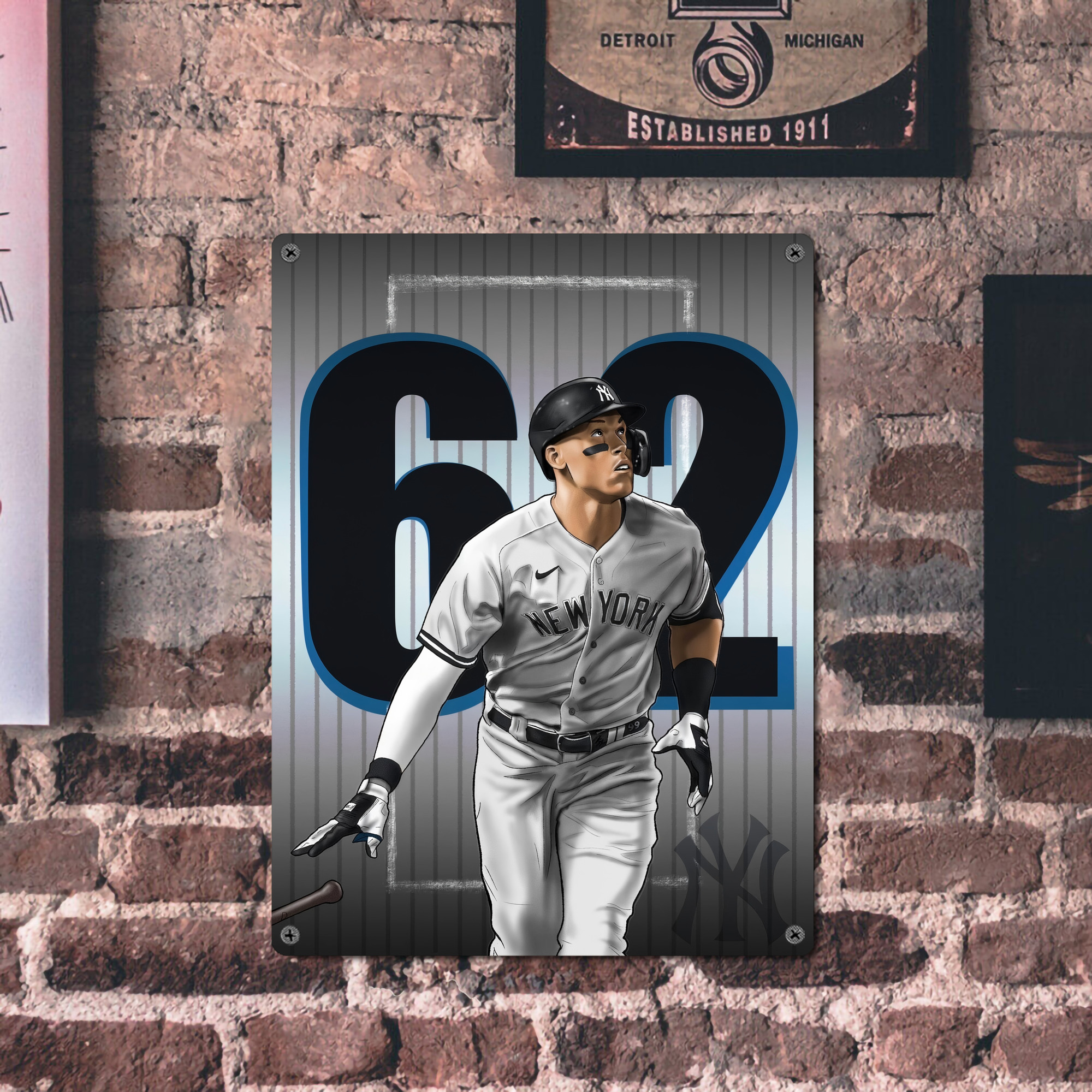 Aaron Judge 62 Home Runs Vintage Metal Tin Sign 12x16inch – Retro Wall Art Decor For Home, Bar, Kitchen, Bedroom, Office – Durable Iron Sheet Poster, Easy To Hang, Full-Color Printing
