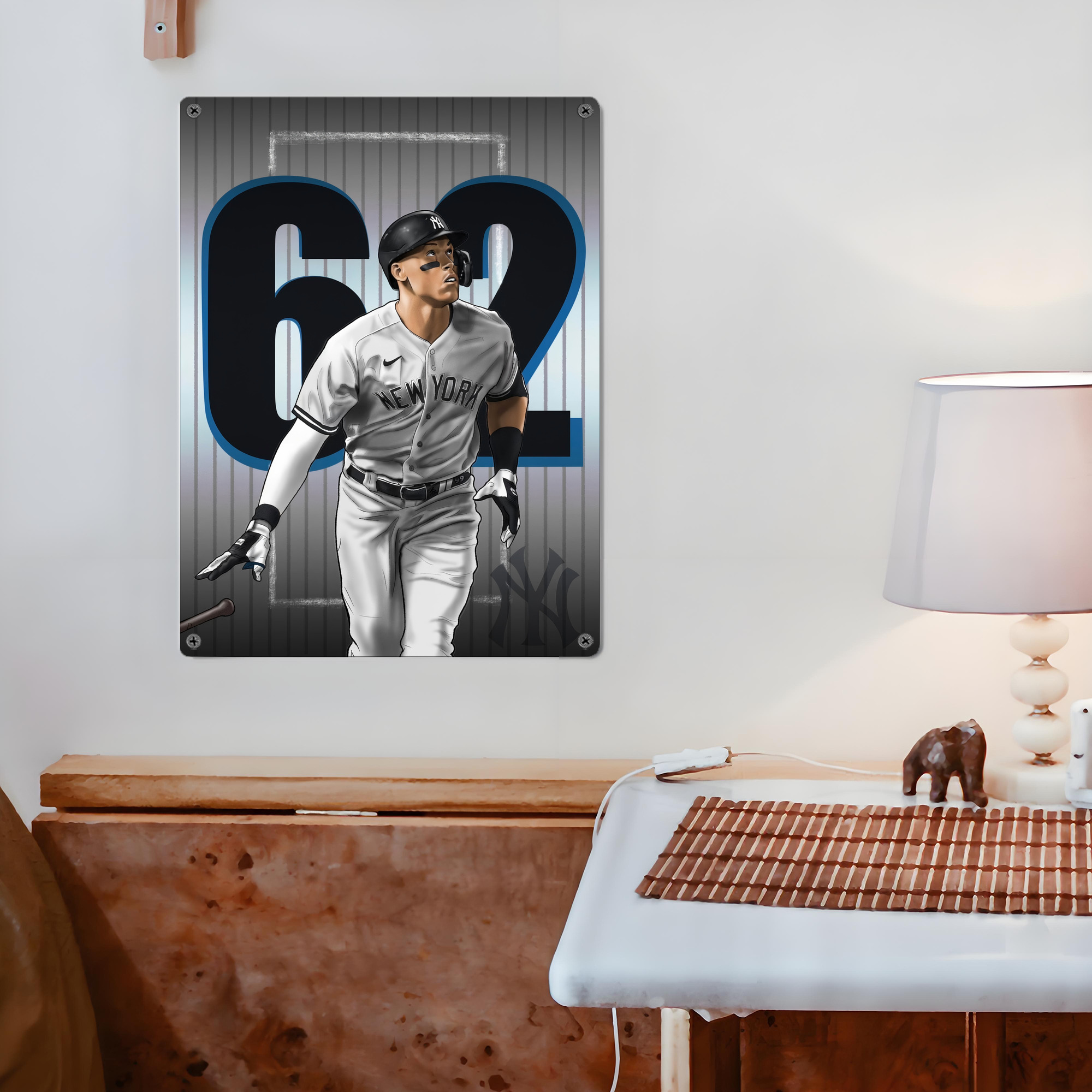 Aaron Judge 62 Home Runs Vintage Metal Tin Sign 12x16inch – Retro Wall Art Decor For Home, Bar, Kitchen, Bedroom, Office – Durable Iron Sheet Poster, Easy To Hang, Full-Color Printing