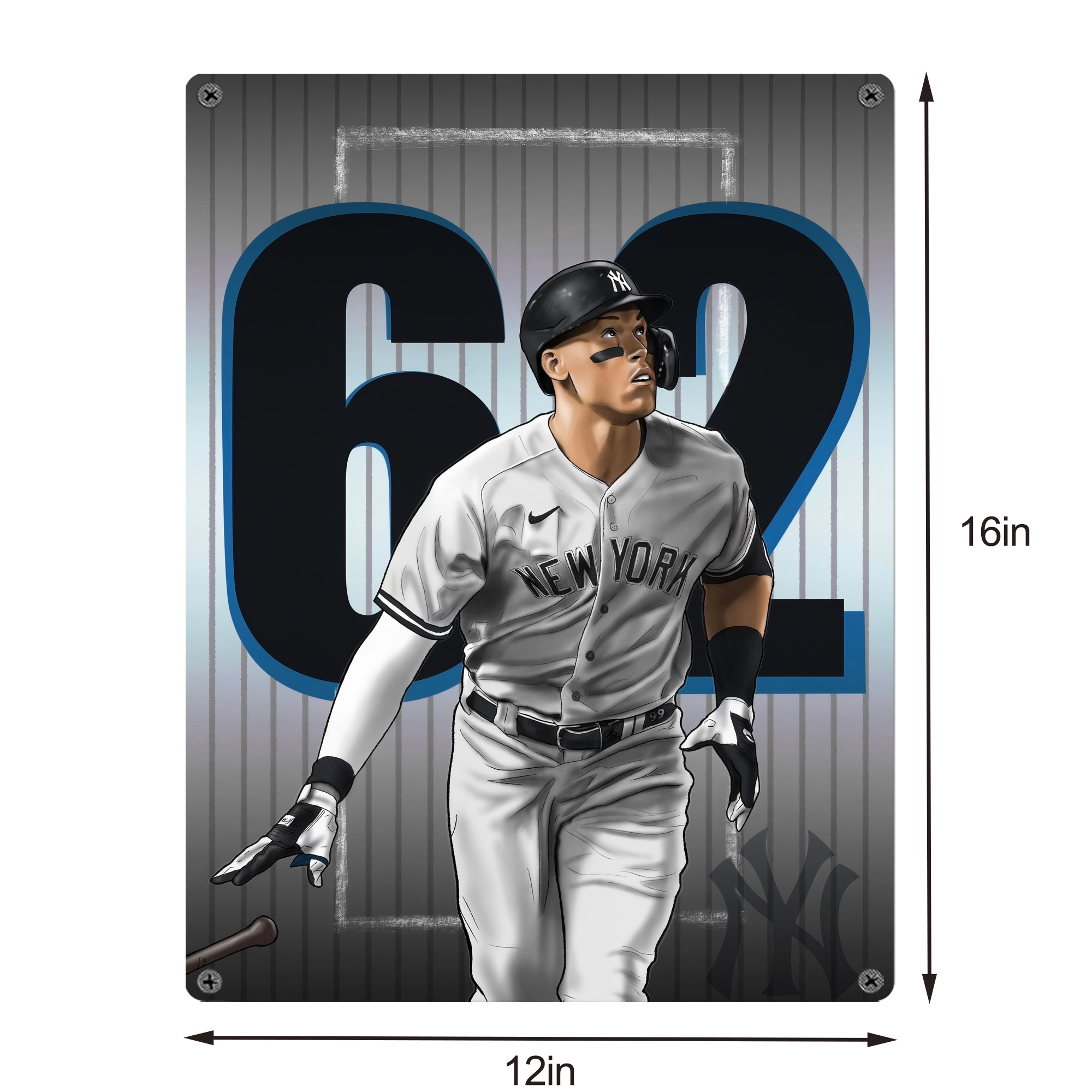 Aaron Judge 62 Home Runs Vintage Metal Tin Sign 12x16inch – Retro Wall Art Decor For Home, Bar, Kitchen, Bedroom, Office – Durable Iron Sheet Poster, Easy To Hang, Full-Color Printing