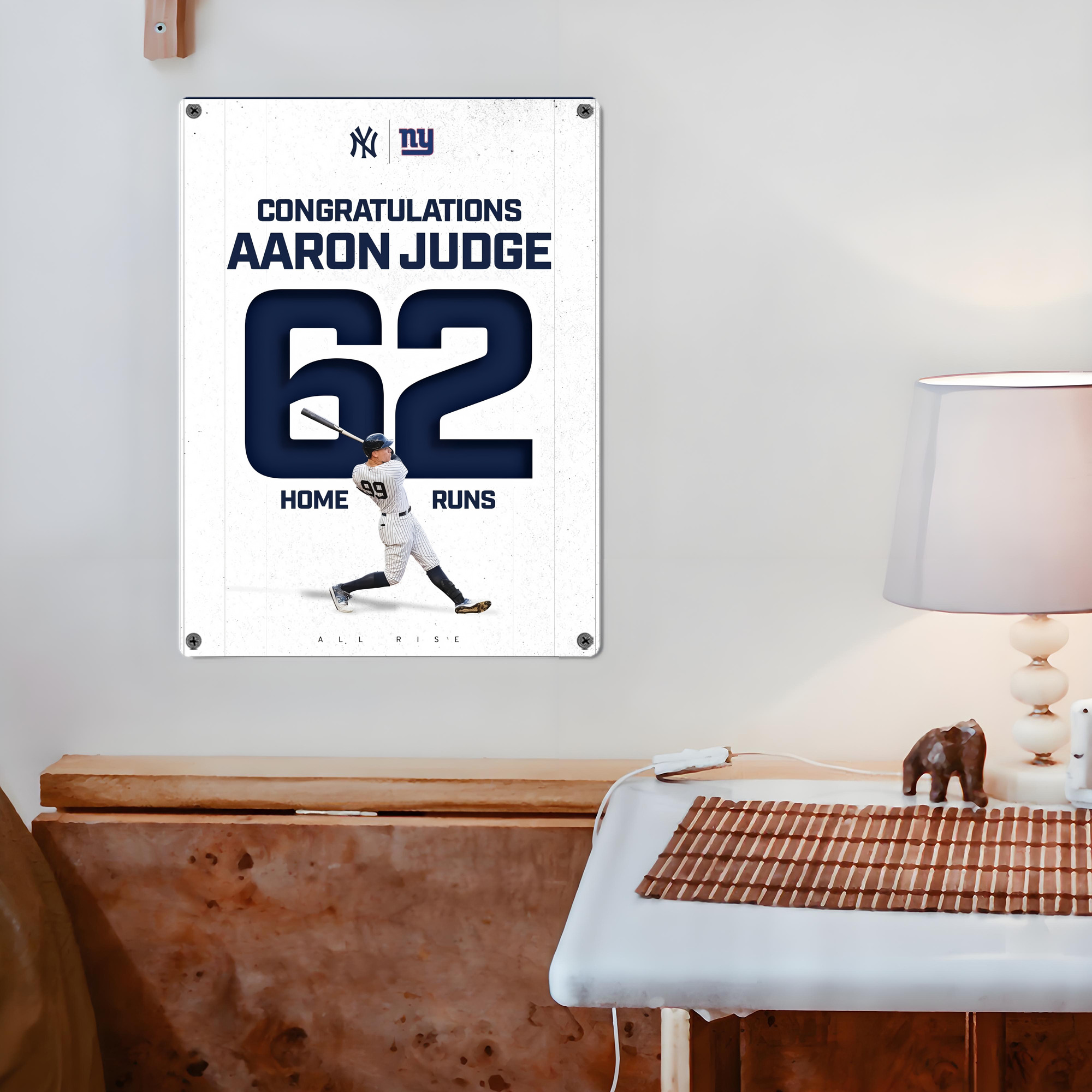 Aaron Judge 62 Home Runs Vintage Metal Tin Sign 12x16inch – Retro Wall Art Decor For Home, Bar, Kitchen, Bedroom, Office – Durable Iron Sheet Poster, Easy To Hang, Full-Color Printing