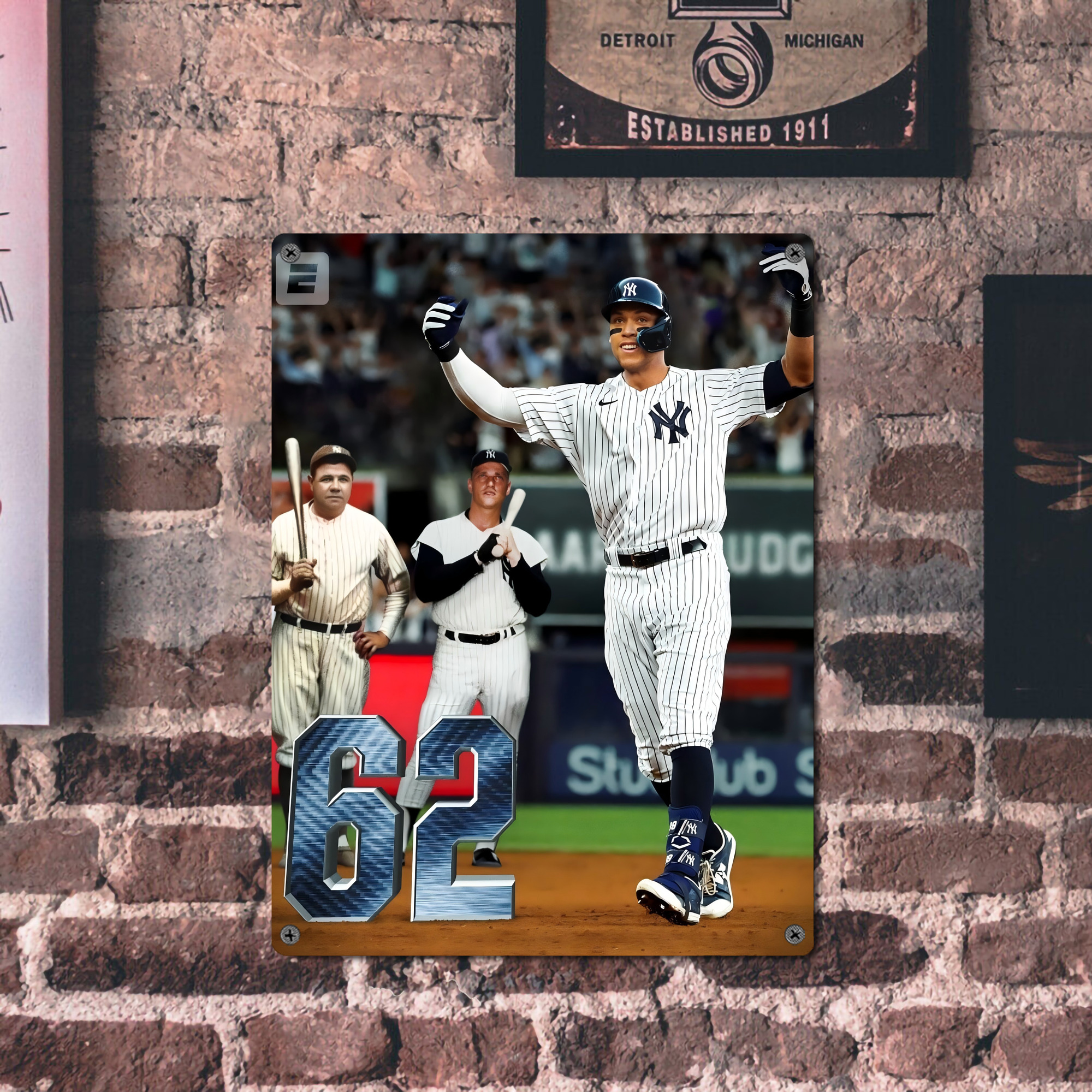 Aaron Judge 62 Home Runs Vintage Metal Tin Sign 12x16inch – Retro Wall Art Decor For Home, Bar, Kitchen, Bedroom, Office – Durable Iron Sheet Poster, Easy To Hang, Full-Color Printing