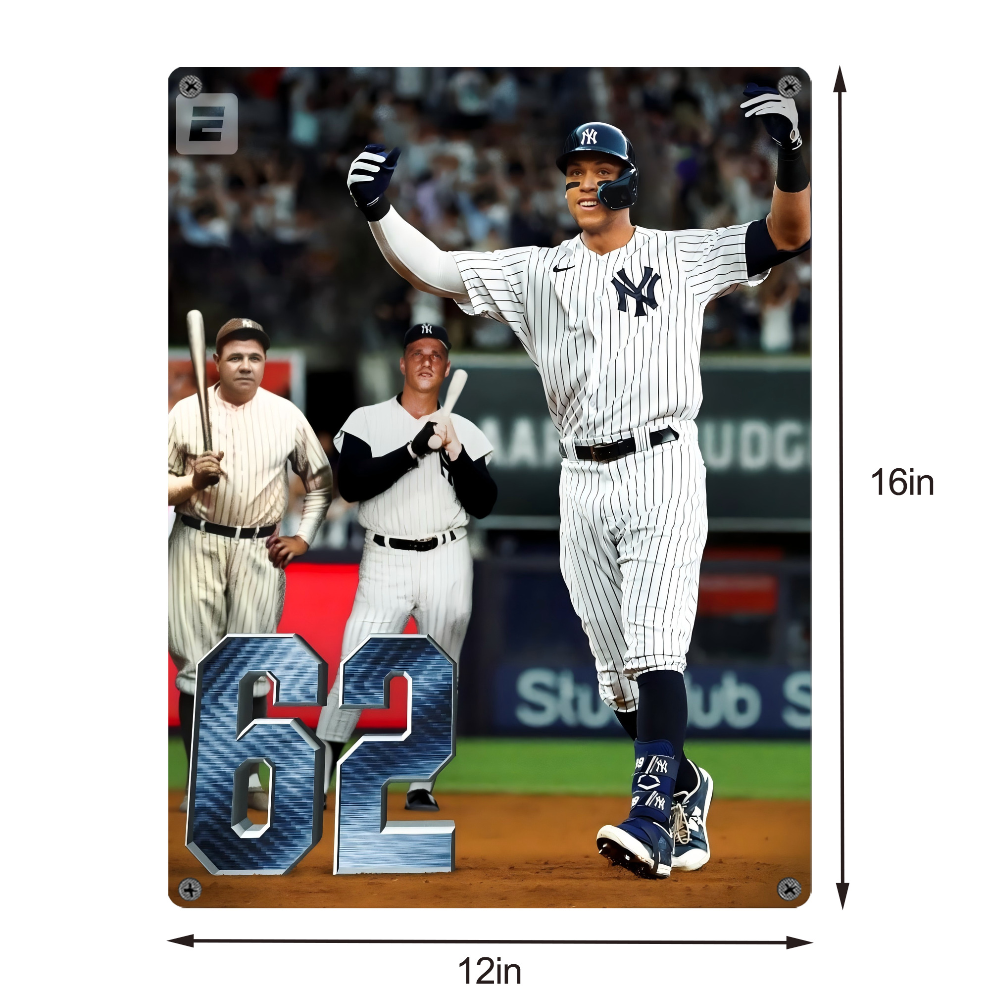 Aaron Judge 62 Home Runs Vintage Metal Tin Sign 12x16inch – Retro Wall Art Decor For Home, Bar, Kitchen, Bedroom, Office – Durable Iron Sheet Poster, Easy To Hang, Full-Color Printing