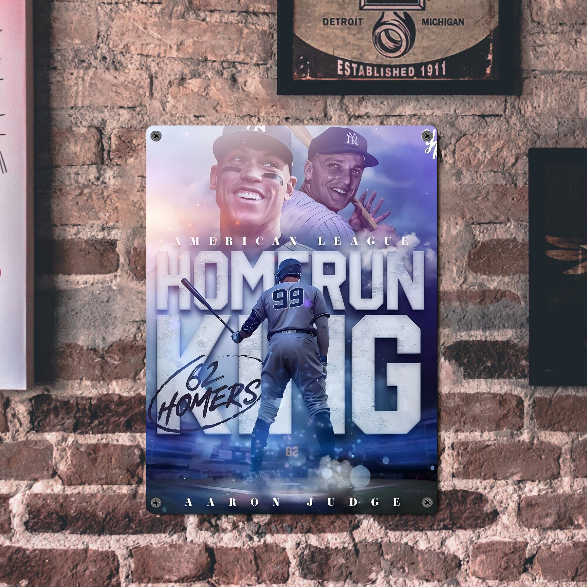 Aaron Judge 62 Home Runs Vintage Metal Tin Sign 12x16inch – Retro Wall Art Decor For Home, Bar, Kitchen, Bedroom, Office – Durable Iron Sheet Poster, Easy To Hang, Full-Color Printing