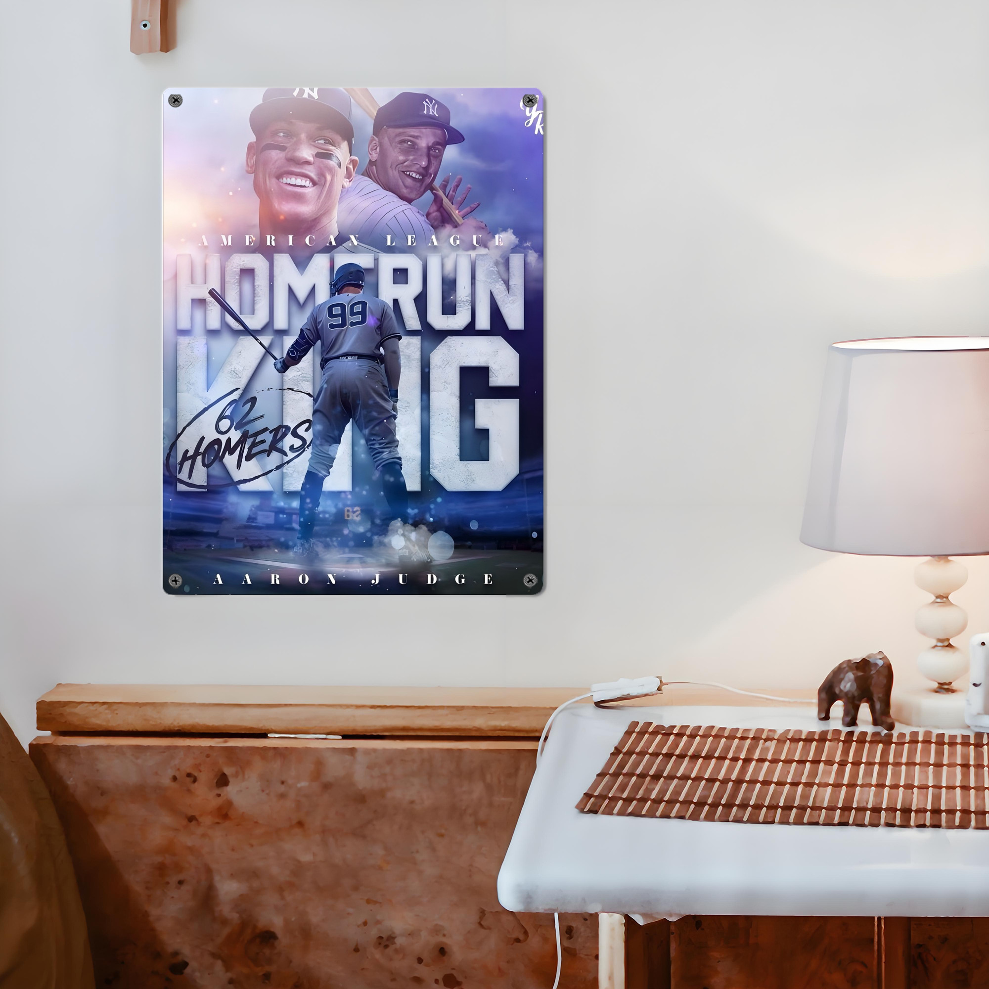 Aaron Judge 62 Home Runs Vintage Metal Tin Sign 12x16inch – Retro Wall Art Decor For Home, Bar, Kitchen, Bedroom, Office – Durable Iron Sheet Poster, Easy To Hang, Full-Color Printing