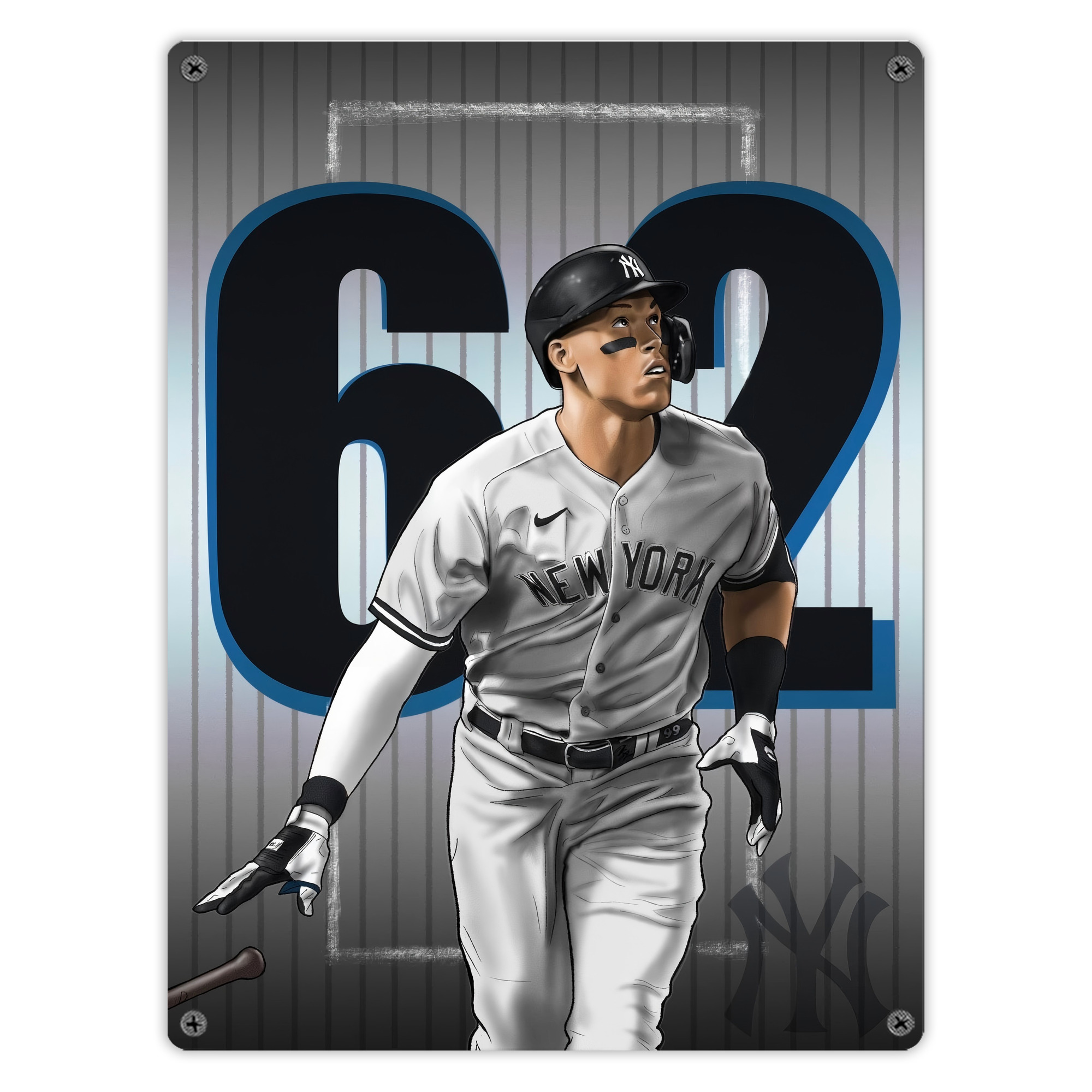 Aaron Judge 62 Home Runs Vintage Metal Tin Sign 12x16inch – Retro Wall Art Decor For Home, Bar, Kitchen, Bedroom, Office – Durable Iron Sheet Poster, Easy To Hang, Full-Color Printing