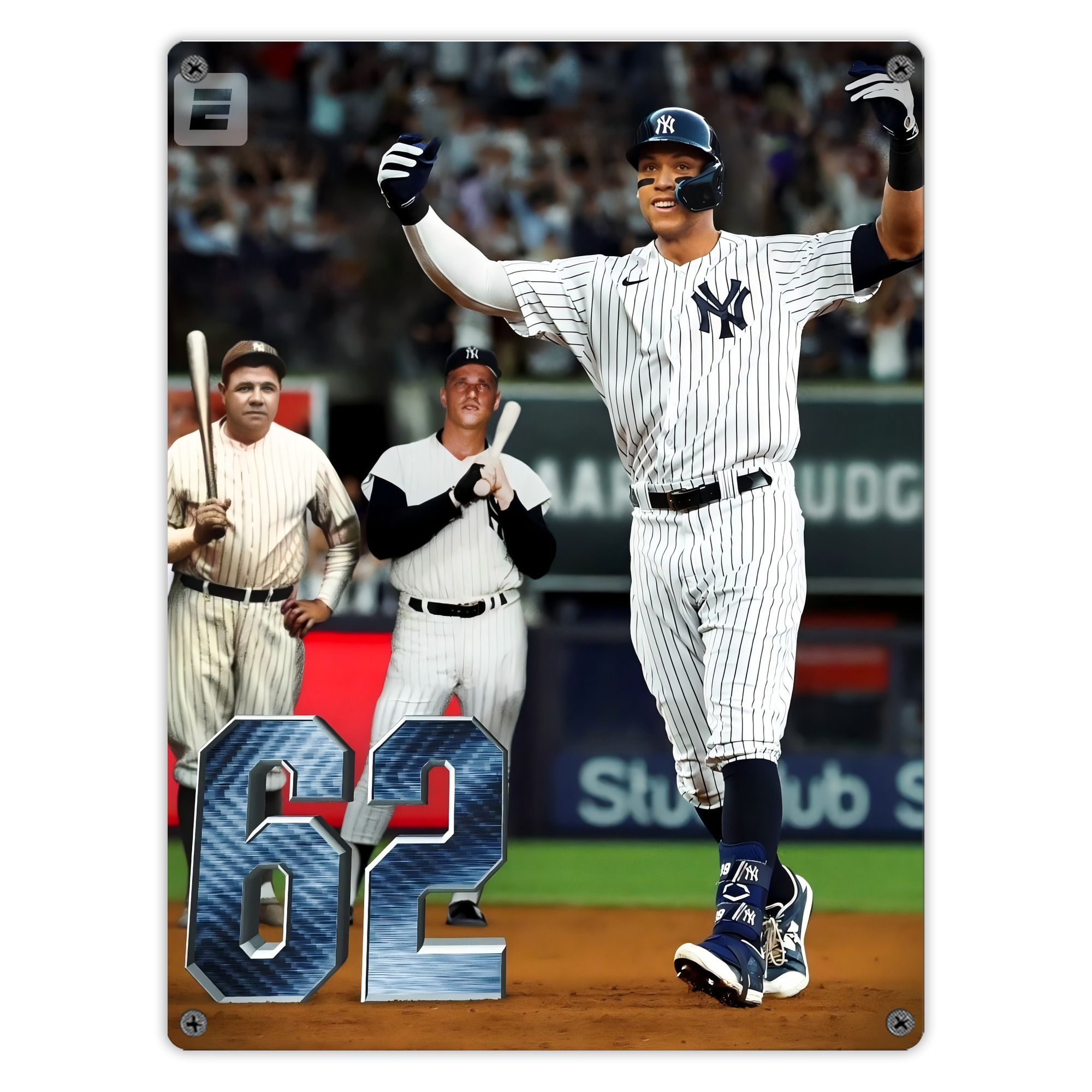 Aaron Judge 62 Home Runs Vintage Metal Tin Sign 12x16inch – Retro Wall Art Decor For Home, Bar, Kitchen, Bedroom, Office – Durable Iron Sheet Poster, Easy To Hang, Full-Color Printing