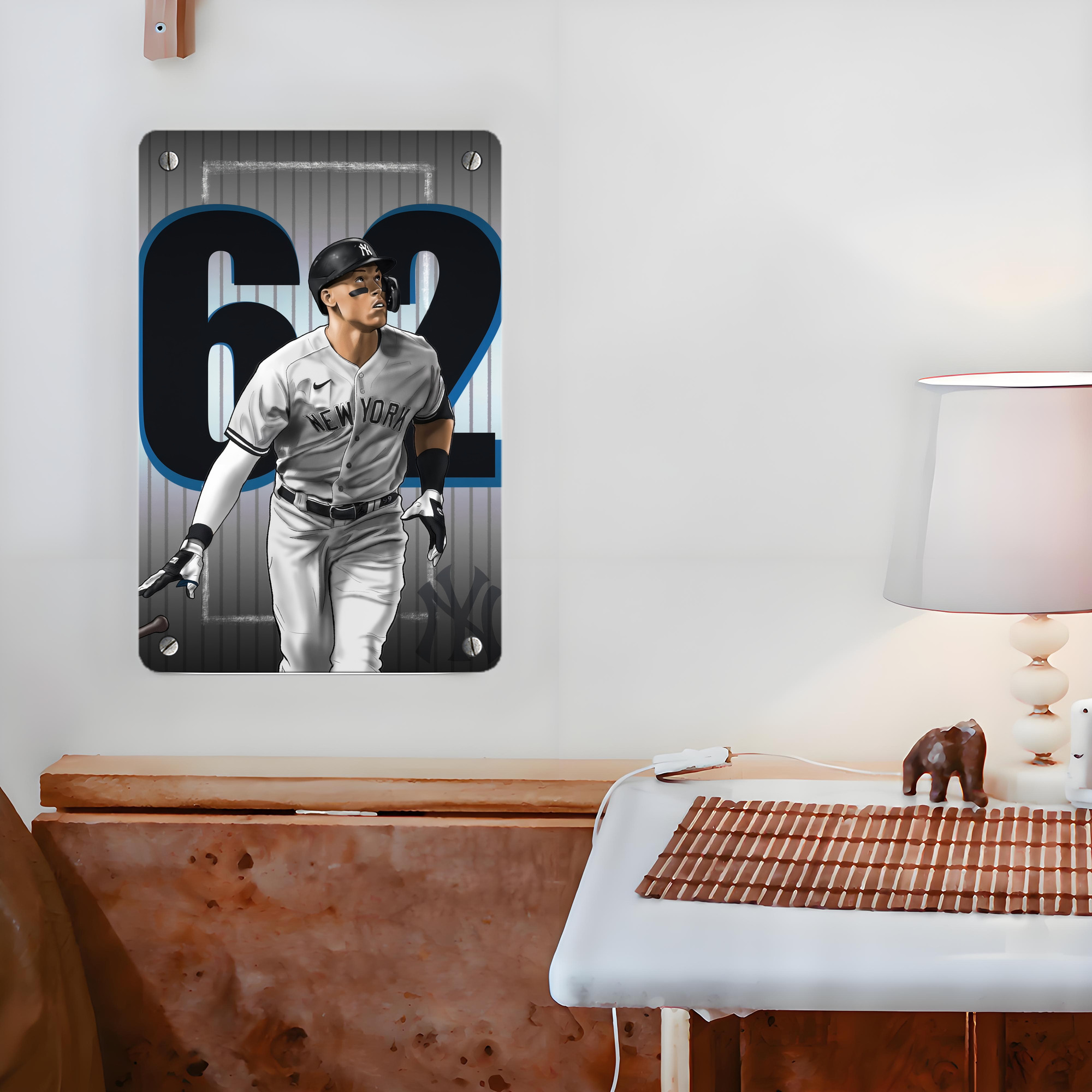 Aaron Judge 62 Home Runs Metal Tin Sign 8x12inch - High-Quality Full-Print Decorative Wall Art, Durable Rust-Resistant Metal Plaque For Living Room, Bedroom, Kitchen, Office, Bar Décor