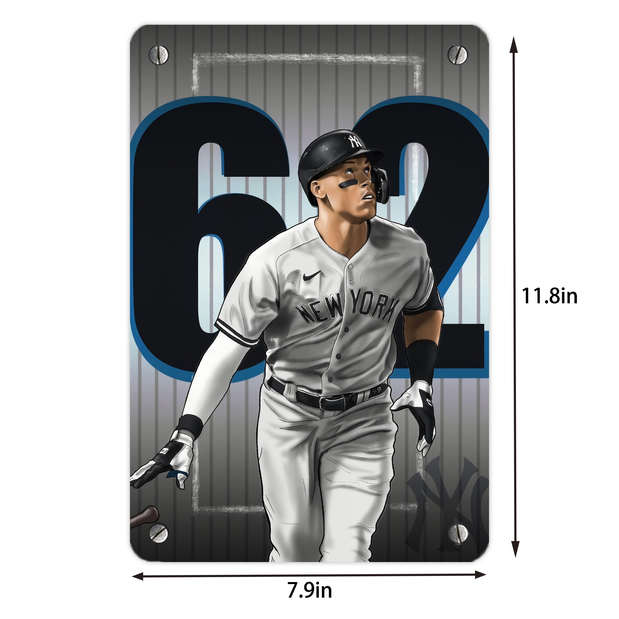 Aaron Judge 62 Home Runs Metal Tin Sign 8x12inch - High-Quality Full-Print Decorative Wall Art, Durable Rust-Resistant Metal Plaque For Living Room, Bedroom, Kitchen, Office, Bar Décor
