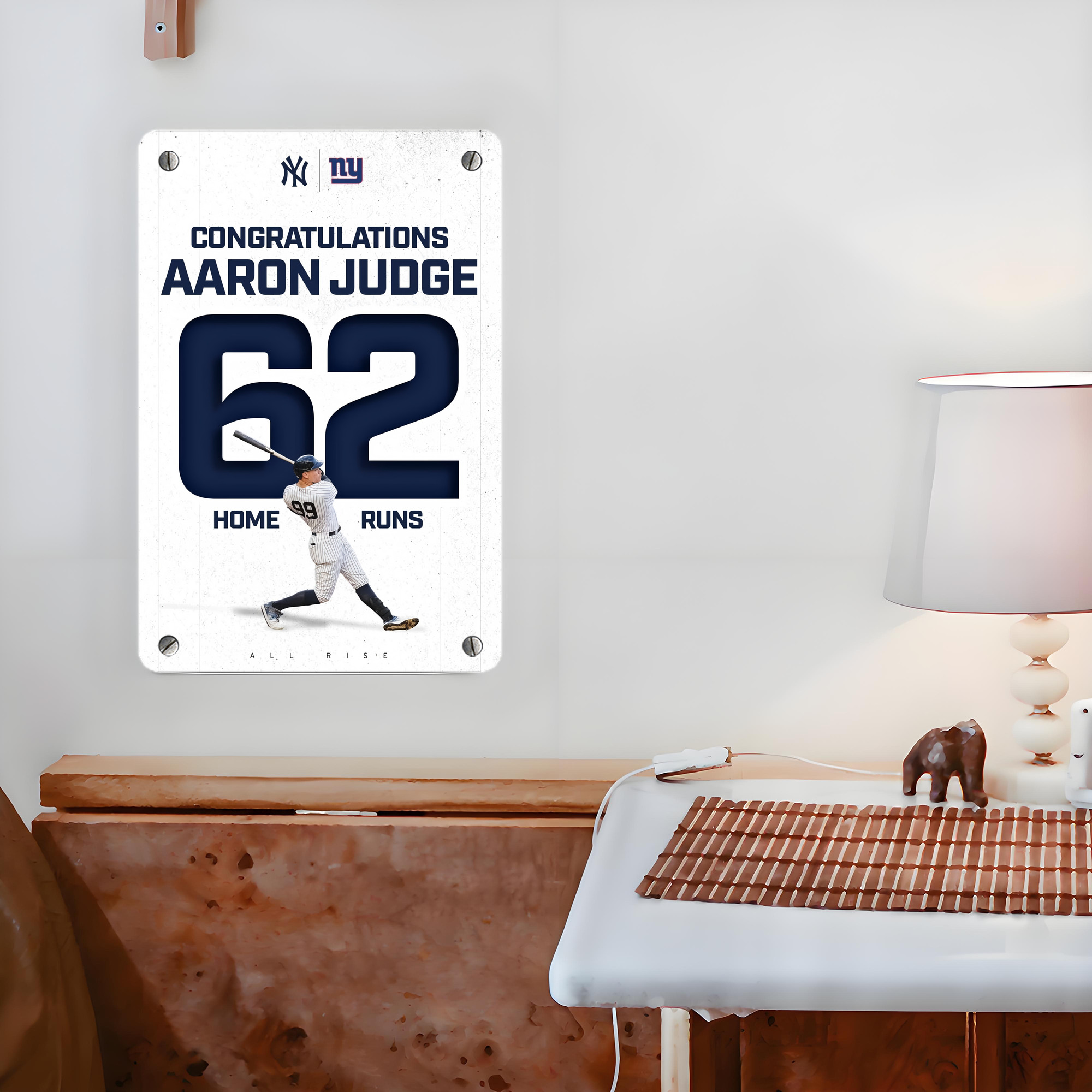 Aaron Judge 62 Home Runs Metal Tin Sign 8x12inch - High-Quality Full-Print Decorative Wall Art, Durable Rust-Resistant Metal Plaque For Living Room, Bedroom, Kitchen, Office, Bar Décor