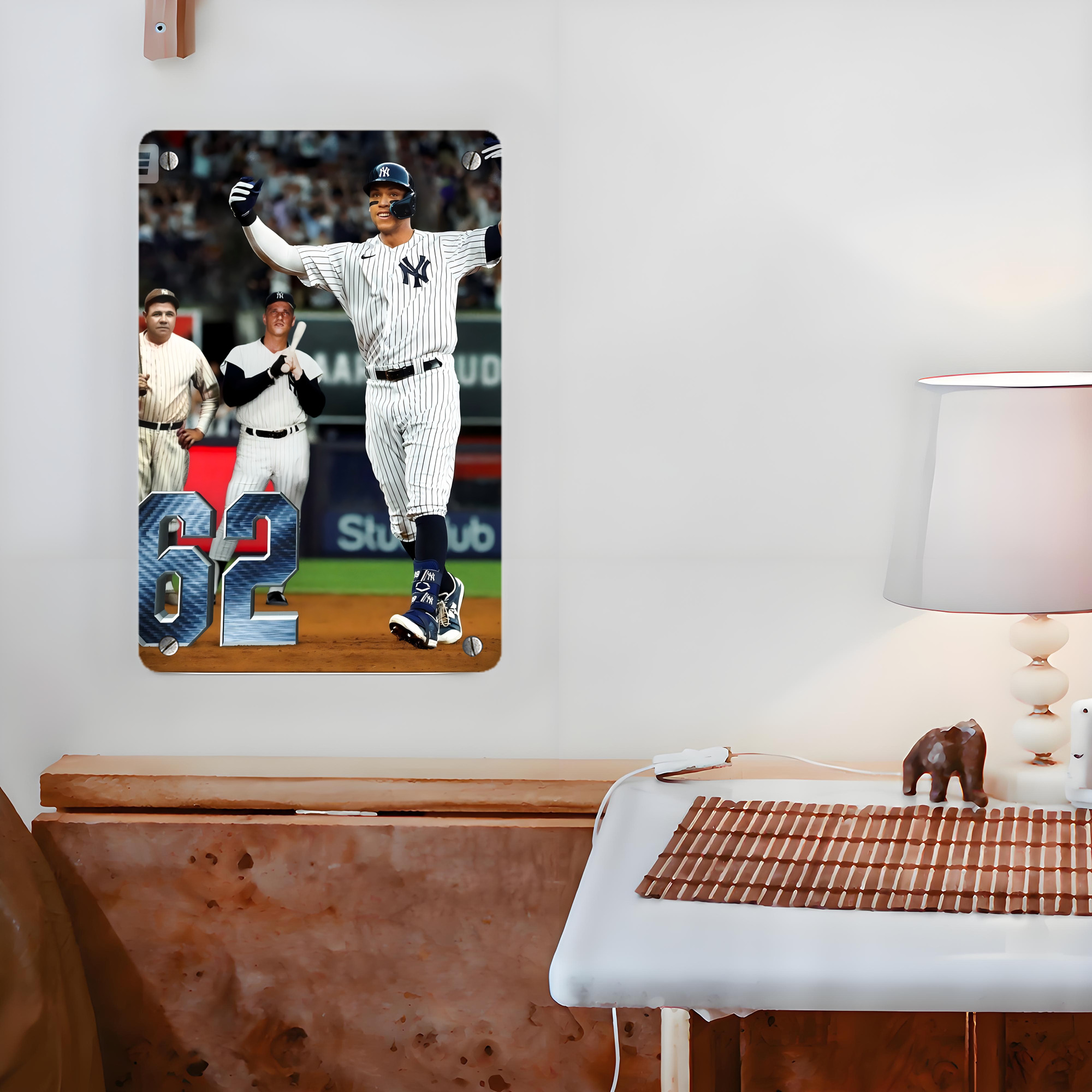 Aaron Judge 62 Home Runs Metal Tin Sign 8x12inch - High-Quality Full-Print Decorative Wall Art, Durable Rust-Resistant Metal Plaque For Living Room, Bedroom, Kitchen, Office, Bar Décor