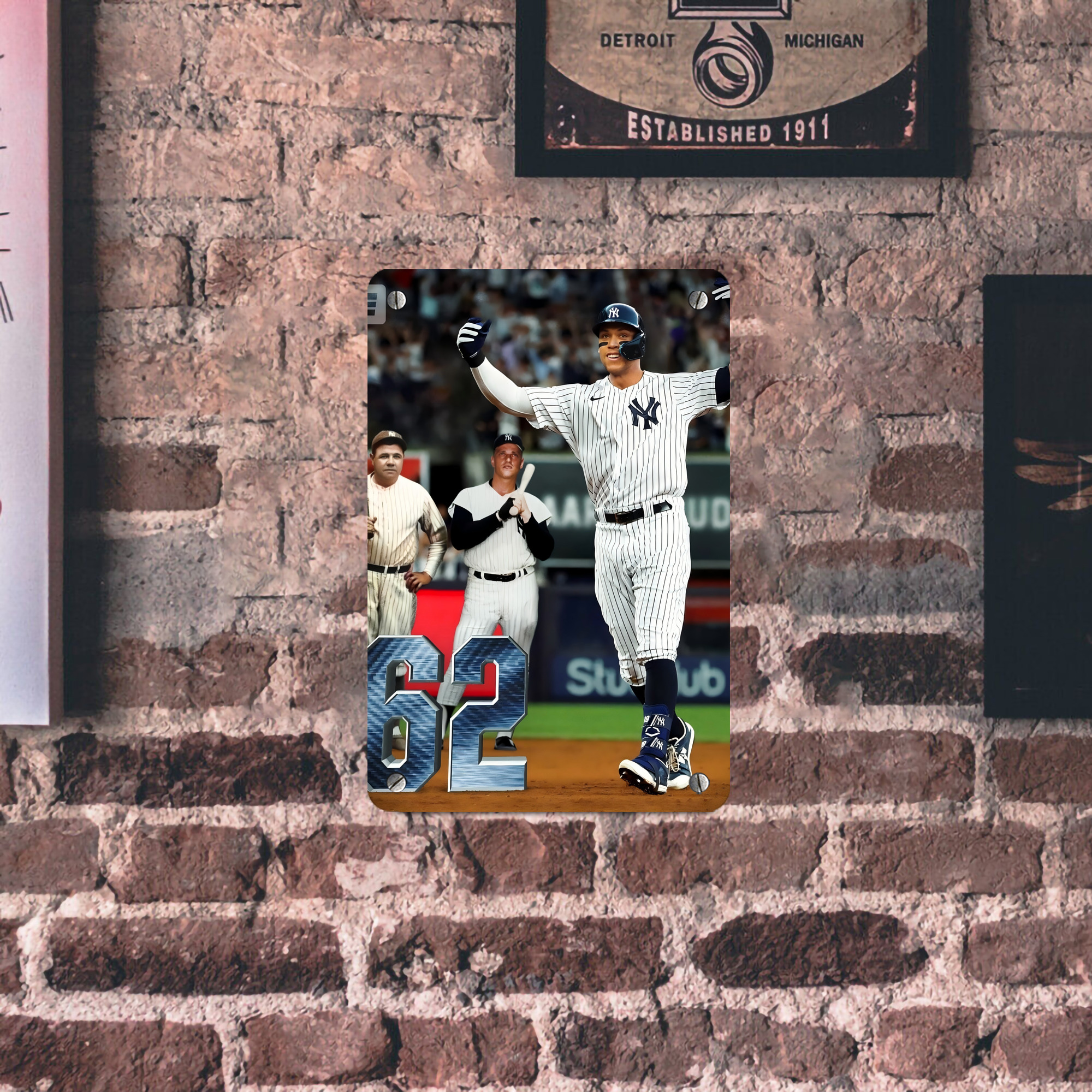 Aaron Judge 62 Home Runs Metal Tin Sign 8x12inch - High-Quality Full-Print Decorative Wall Art, Durable Rust-Resistant Metal Plaque For Living Room, Bedroom, Kitchen, Office, Bar Décor