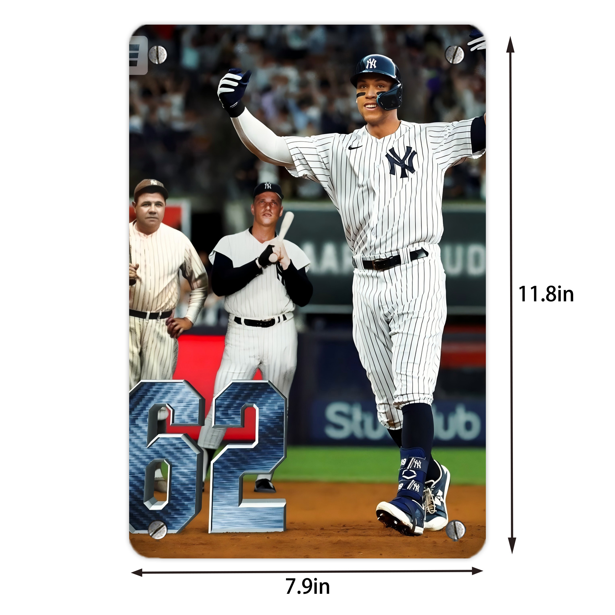 Aaron Judge 62 Home Runs Metal Tin Sign 8x12inch - High-Quality Full-Print Decorative Wall Art, Durable Rust-Resistant Metal Plaque For Living Room, Bedroom, Kitchen, Office, Bar Décor