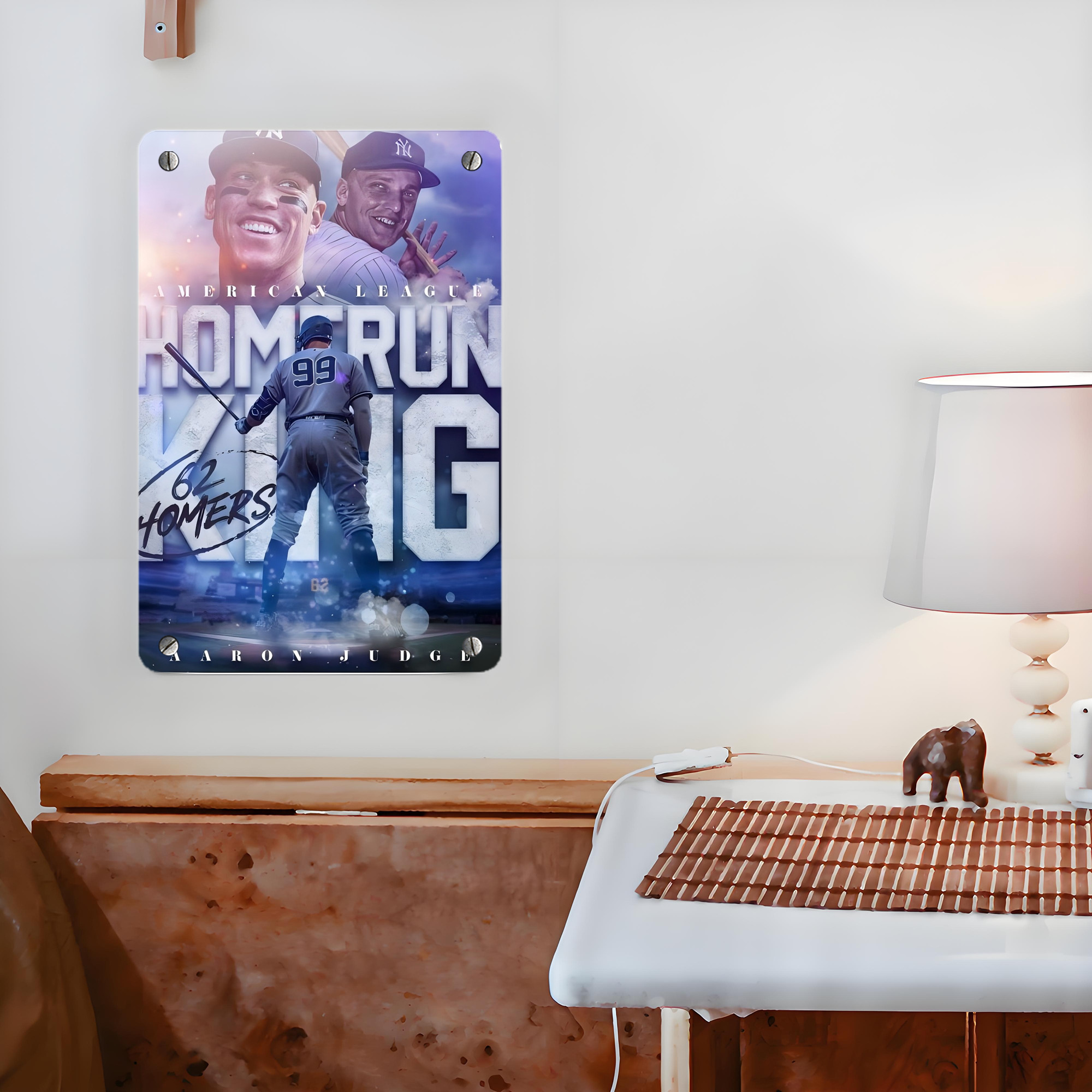 Aaron Judge 62 Home Runs Metal Tin Sign 8x12inch - High-Quality Full-Print Decorative Wall Art, Durable Rust-Resistant Metal Plaque For Living Room, Bedroom, Kitchen, Office, Bar Décor