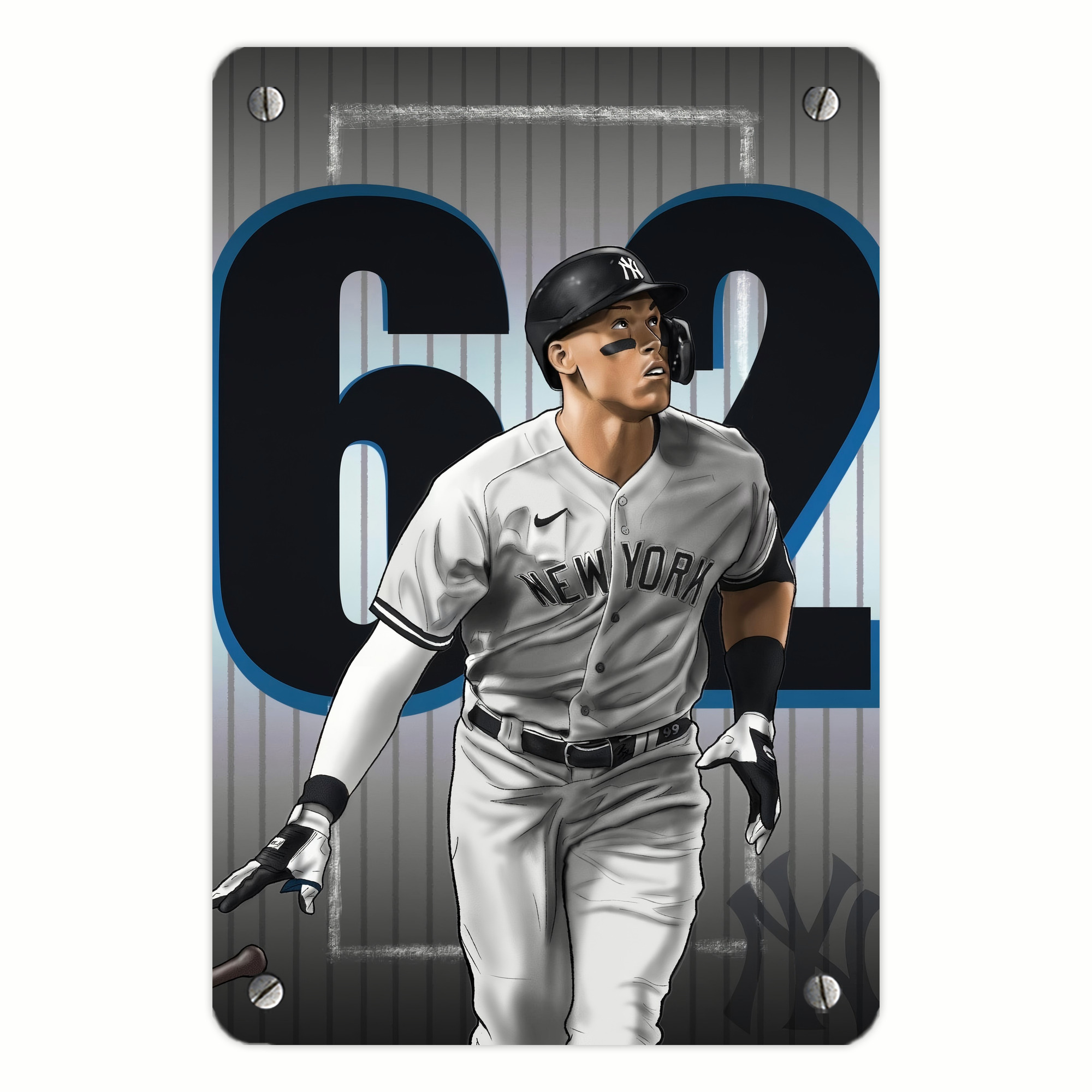 Aaron Judge 62 Home Runs Metal Tin Sign 8x12inch - High-Quality Full-Print Decorative Wall Art, Durable Rust-Resistant Metal Plaque For Living Room, Bedroom, Kitchen, Office, Bar Décor