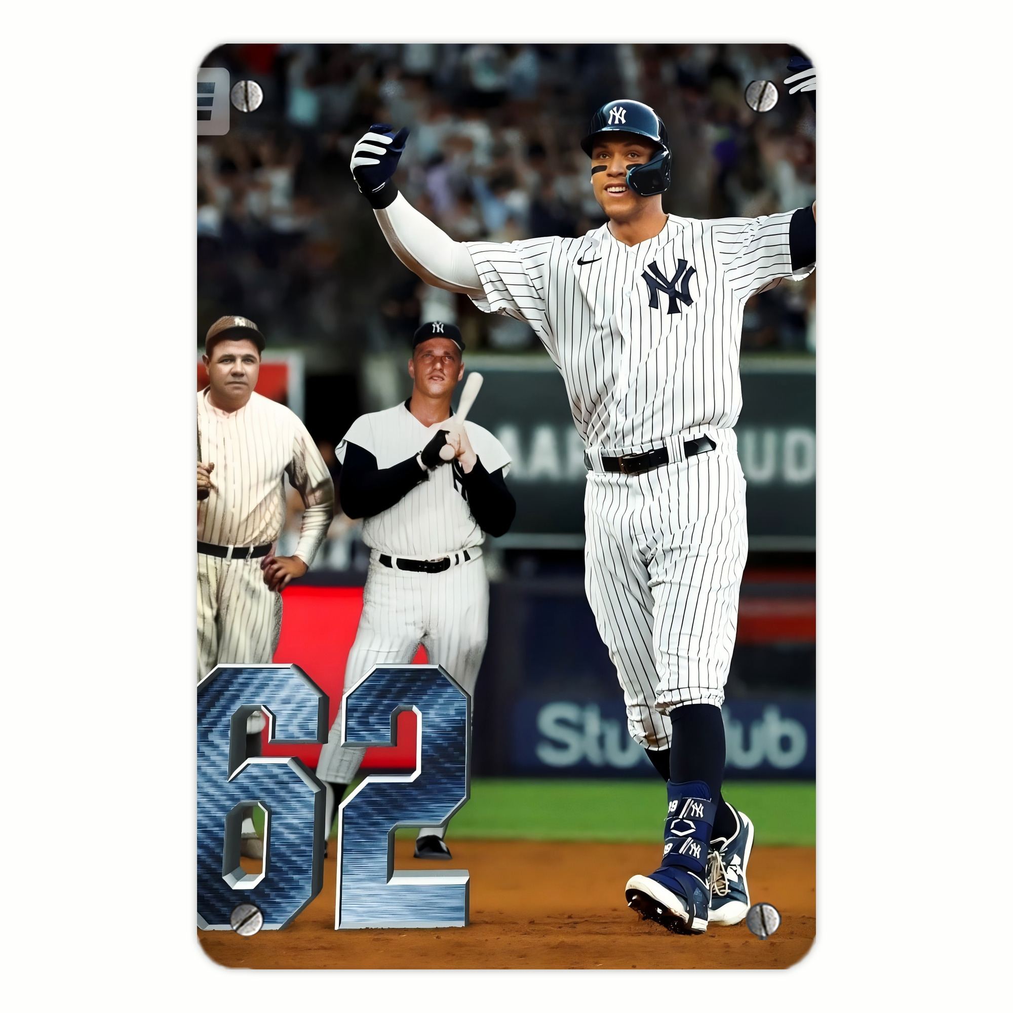 Aaron Judge 62 Home Runs Metal Tin Sign 8x12inch - High-Quality Full-Print Decorative Wall Art, Durable Rust-Resistant Metal Plaque For Living Room, Bedroom, Kitchen, Office, Bar Décor