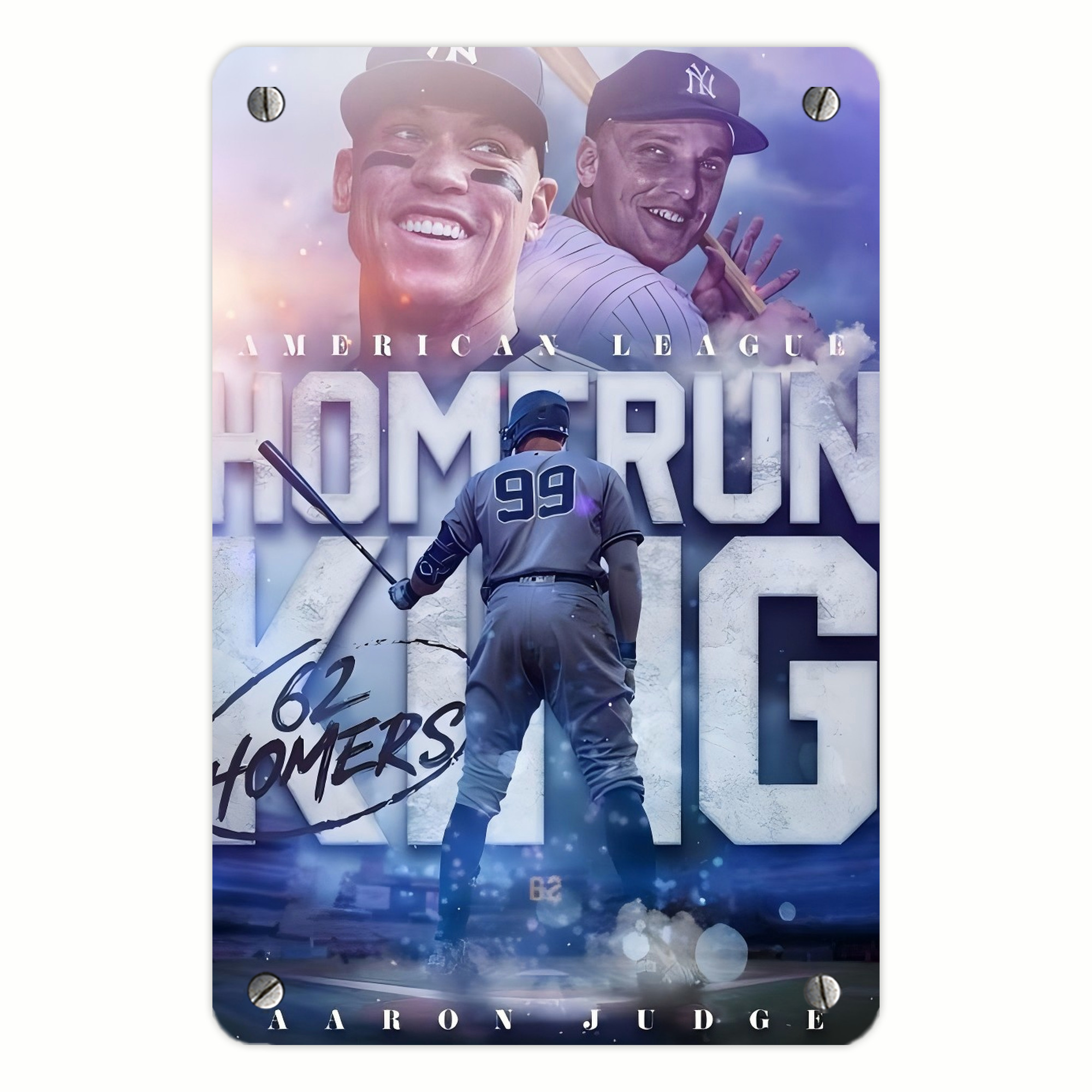 Aaron Judge 62 Home Runs Metal Tin Sign 8x12inch - High-Quality Full-Print Decorative Wall Art, Durable Rust-Resistant Metal Plaque For Living Room, Bedroom, Kitchen, Office, Bar Décor