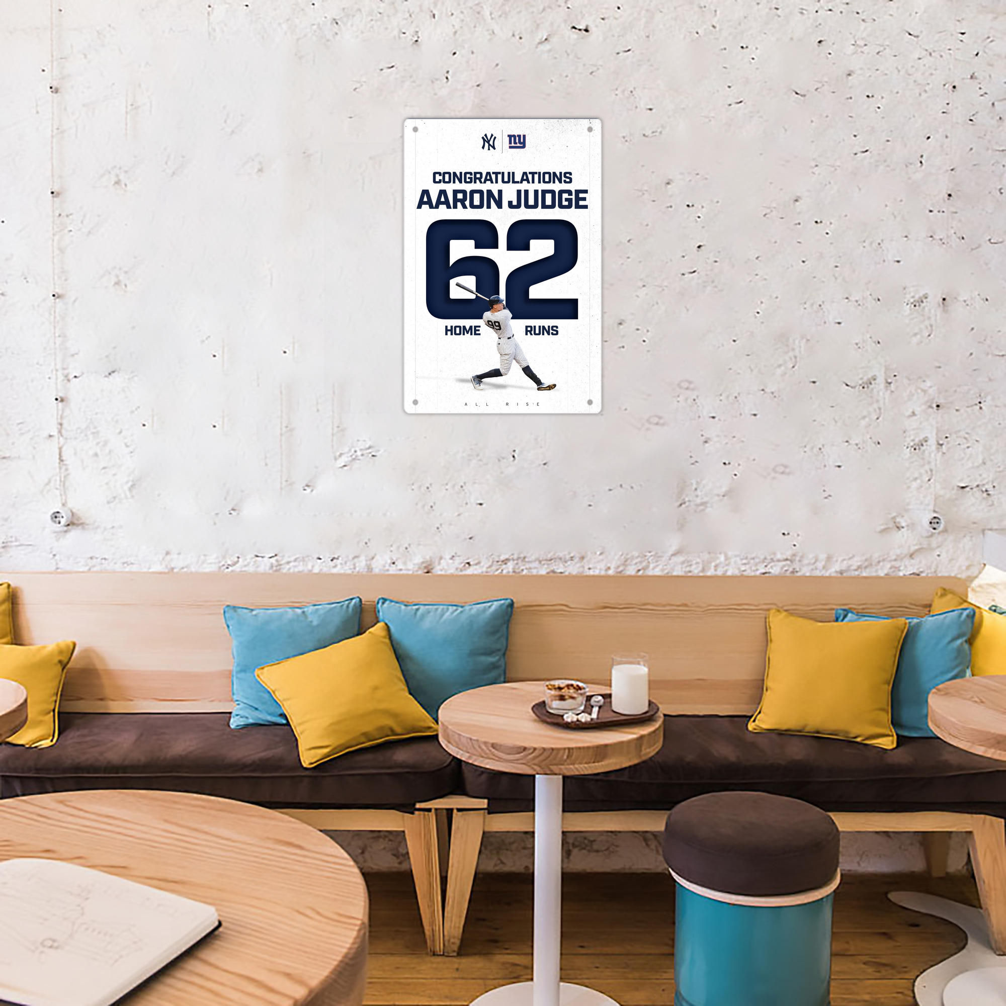 Aaron Judge 62 Home Runs 8x12inch Vertical Aluminum Sign - Durable Fade-Resistant Indoor/Outdoor Safety & Information Plaque For Office, Hotel, Restaurant, Bar, Public Spaces